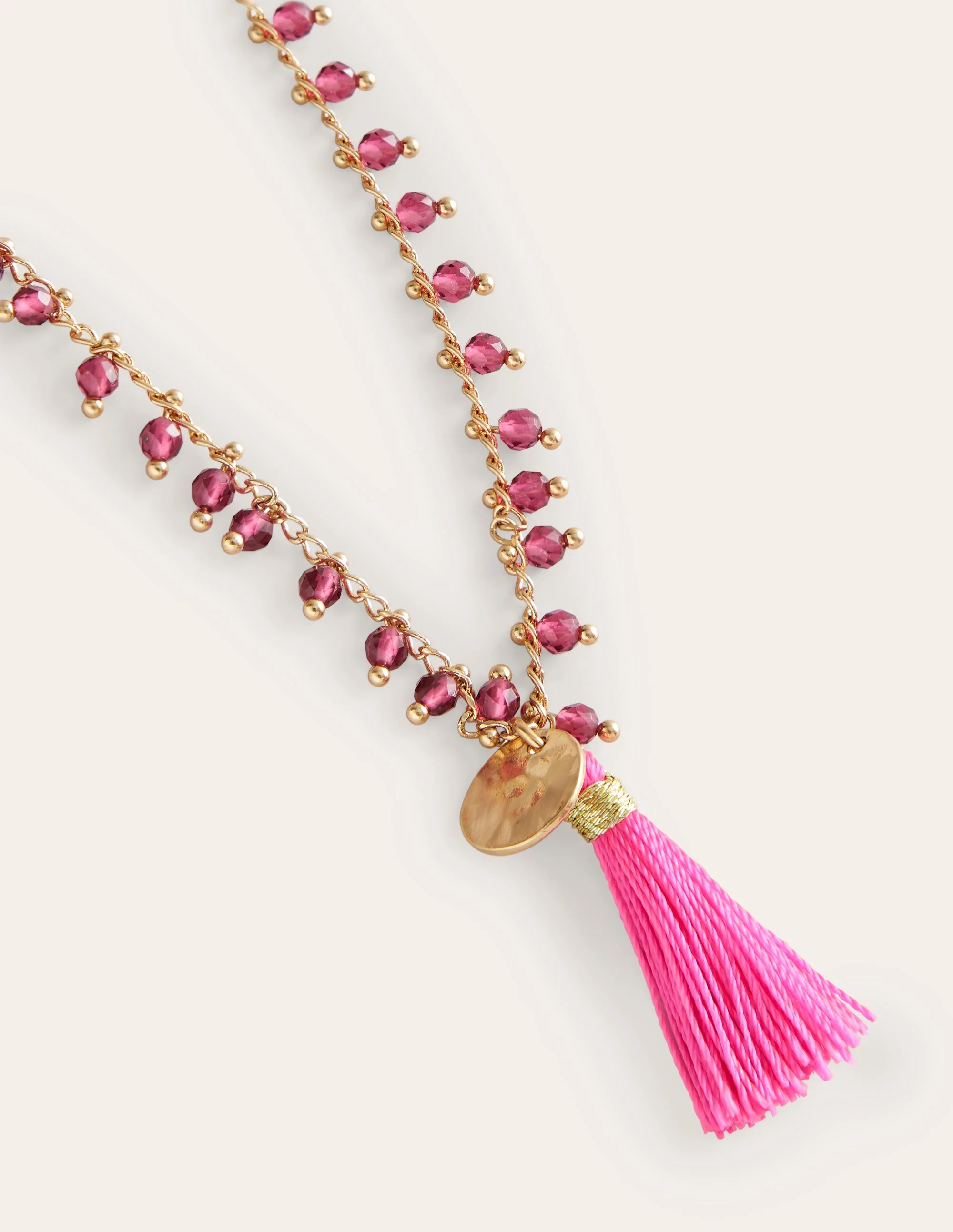 Perlenkette mit Quaste-Blasspink - Image 3