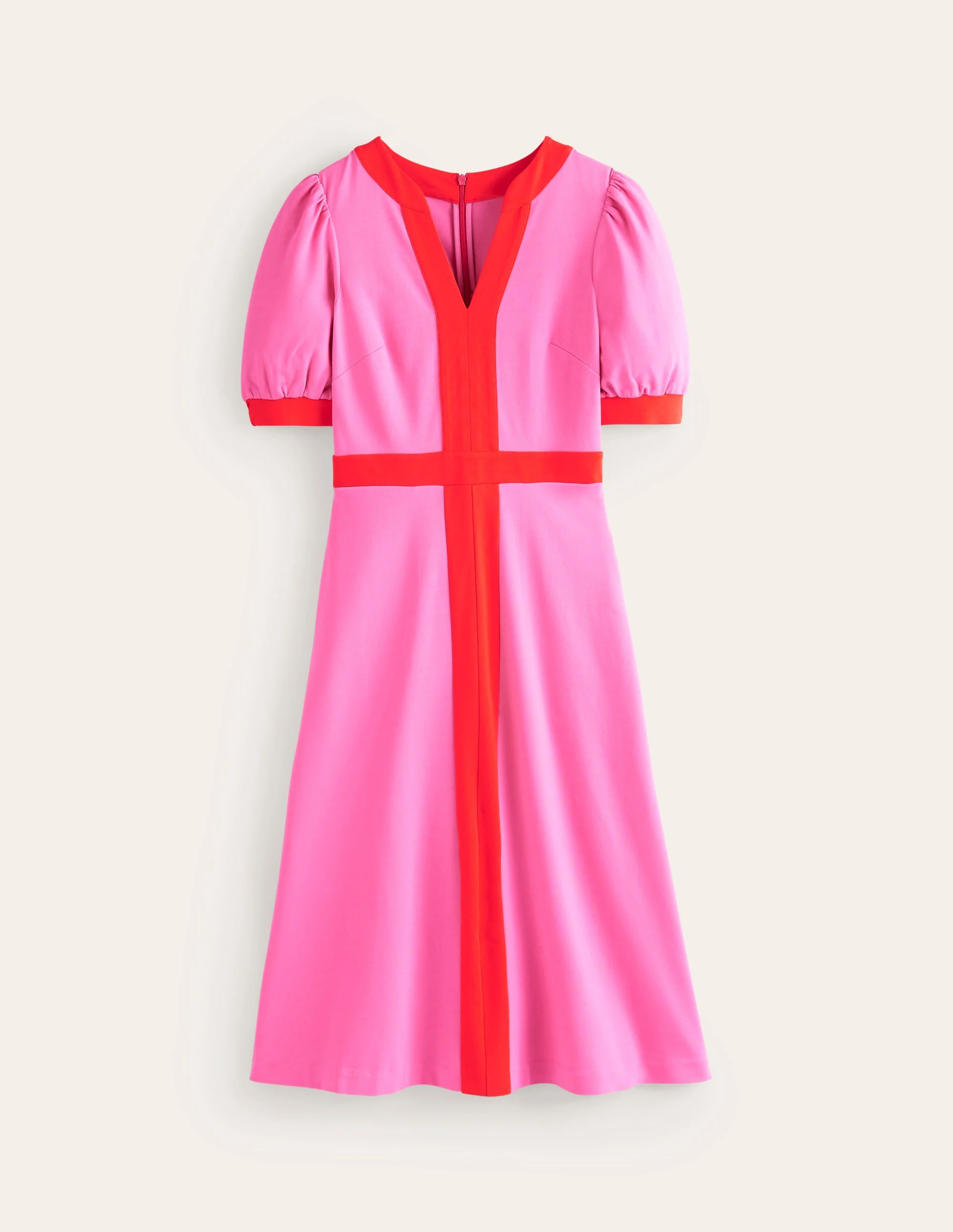 Petra Ponte-Kleid mit Puffärmeln-Sangria Sonnenuntergang - Image 5