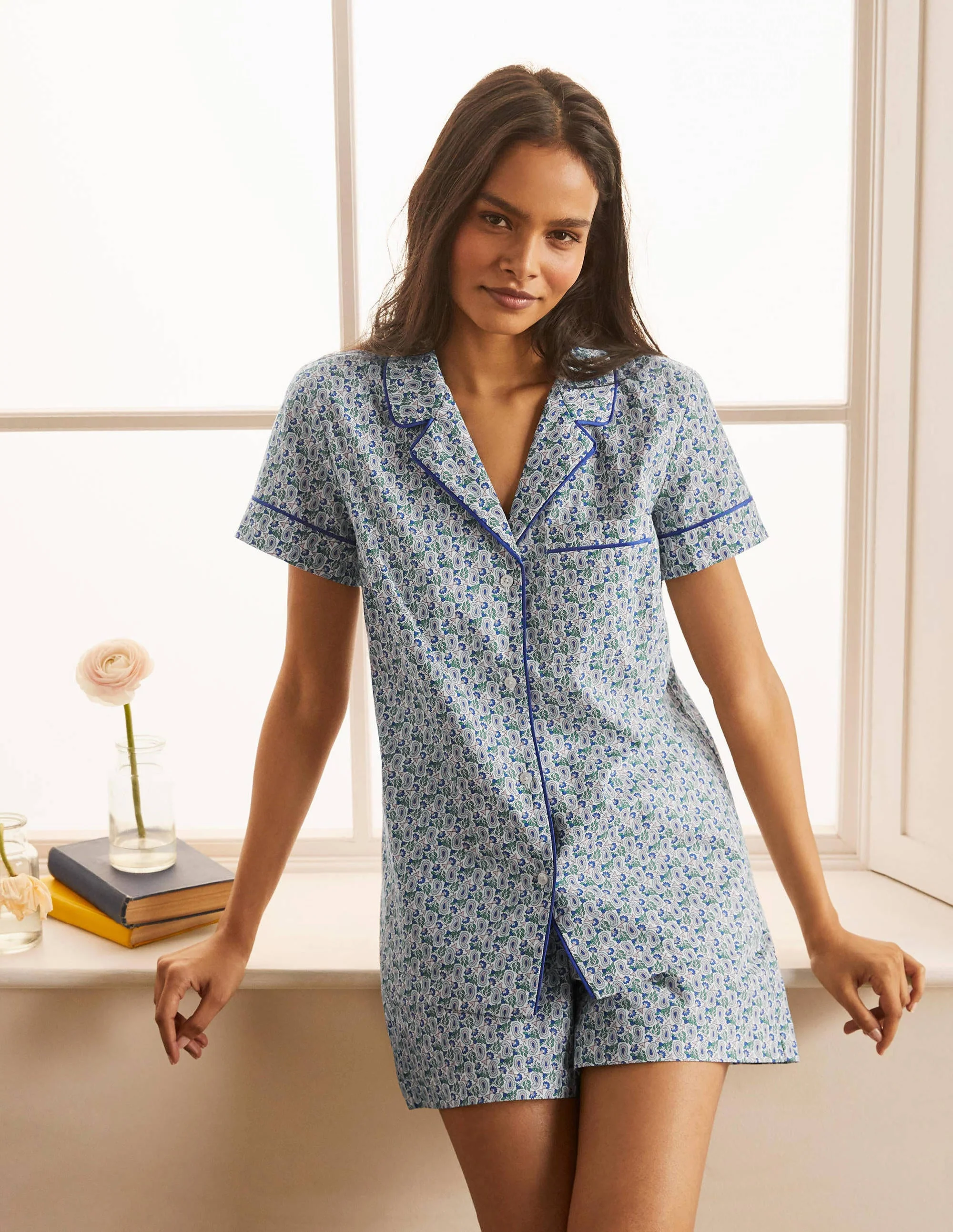 Phoebe Pyjamaoberteil-Naturweiß, Paisleymuster