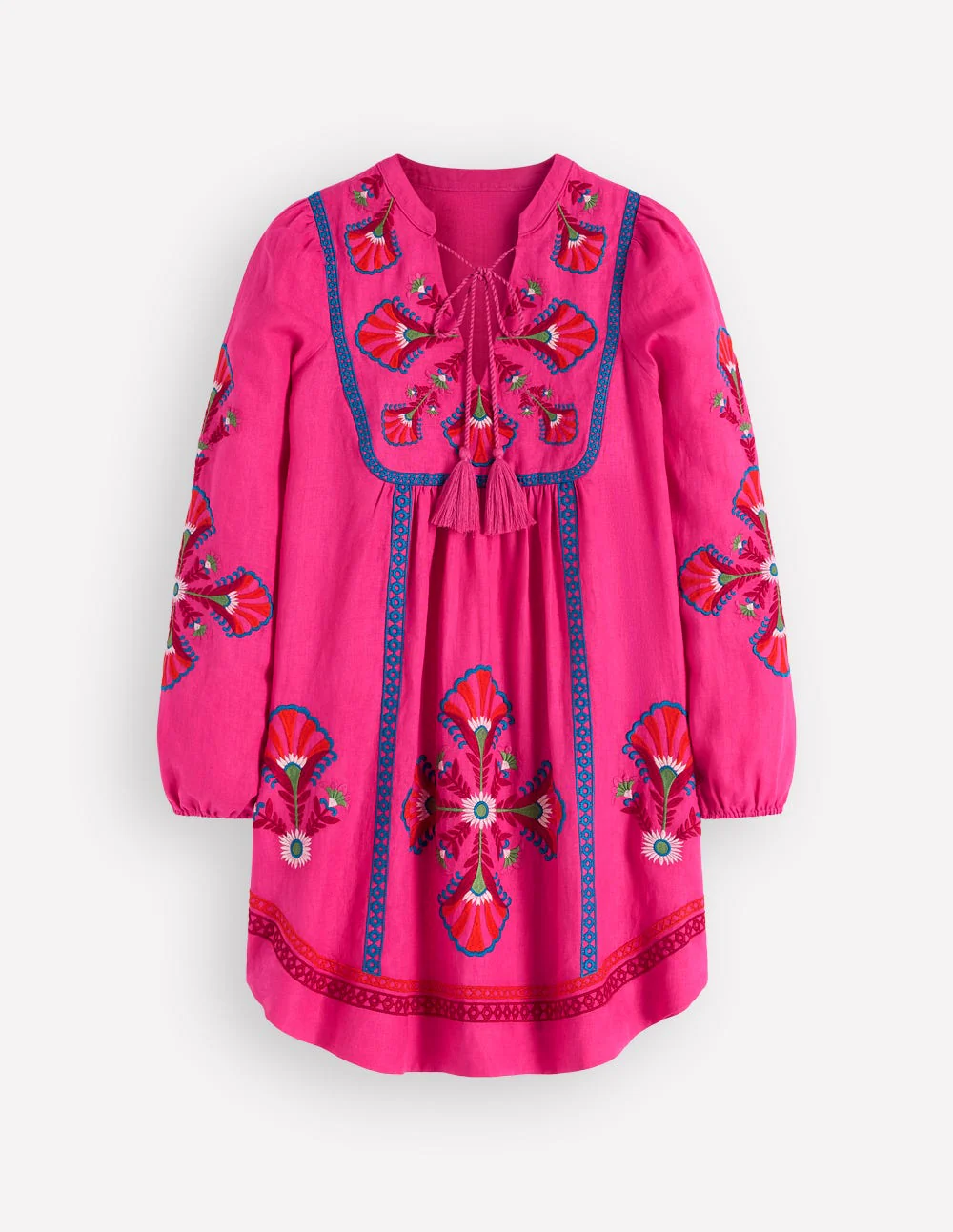 Pia Kleid aus Leinenmischgewebe mit Passe-Rosa, Stickerei - Image 5