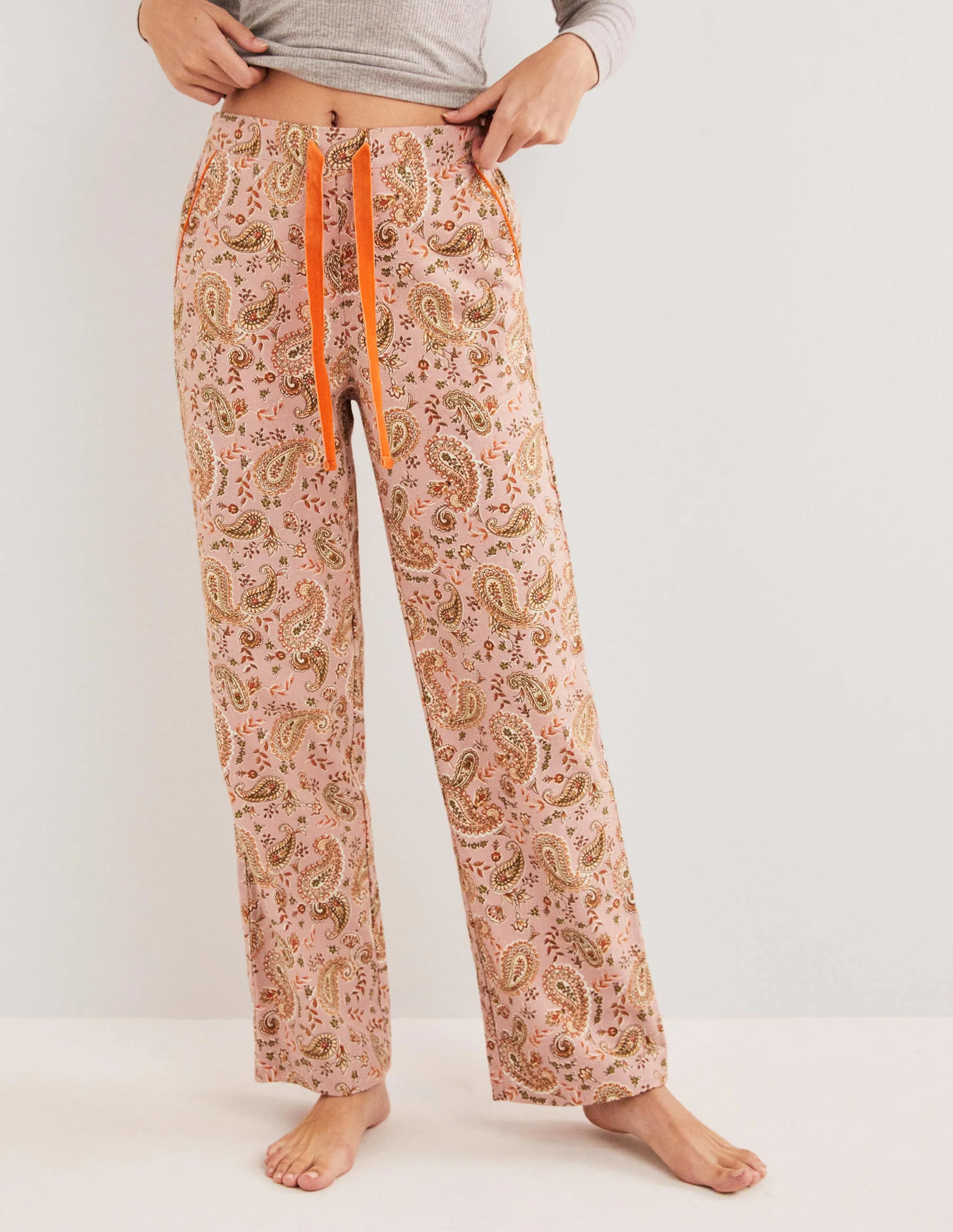 Pink Paisley Print Pyjama Bottoms-Milchshake, Paisleymuster - Image 4