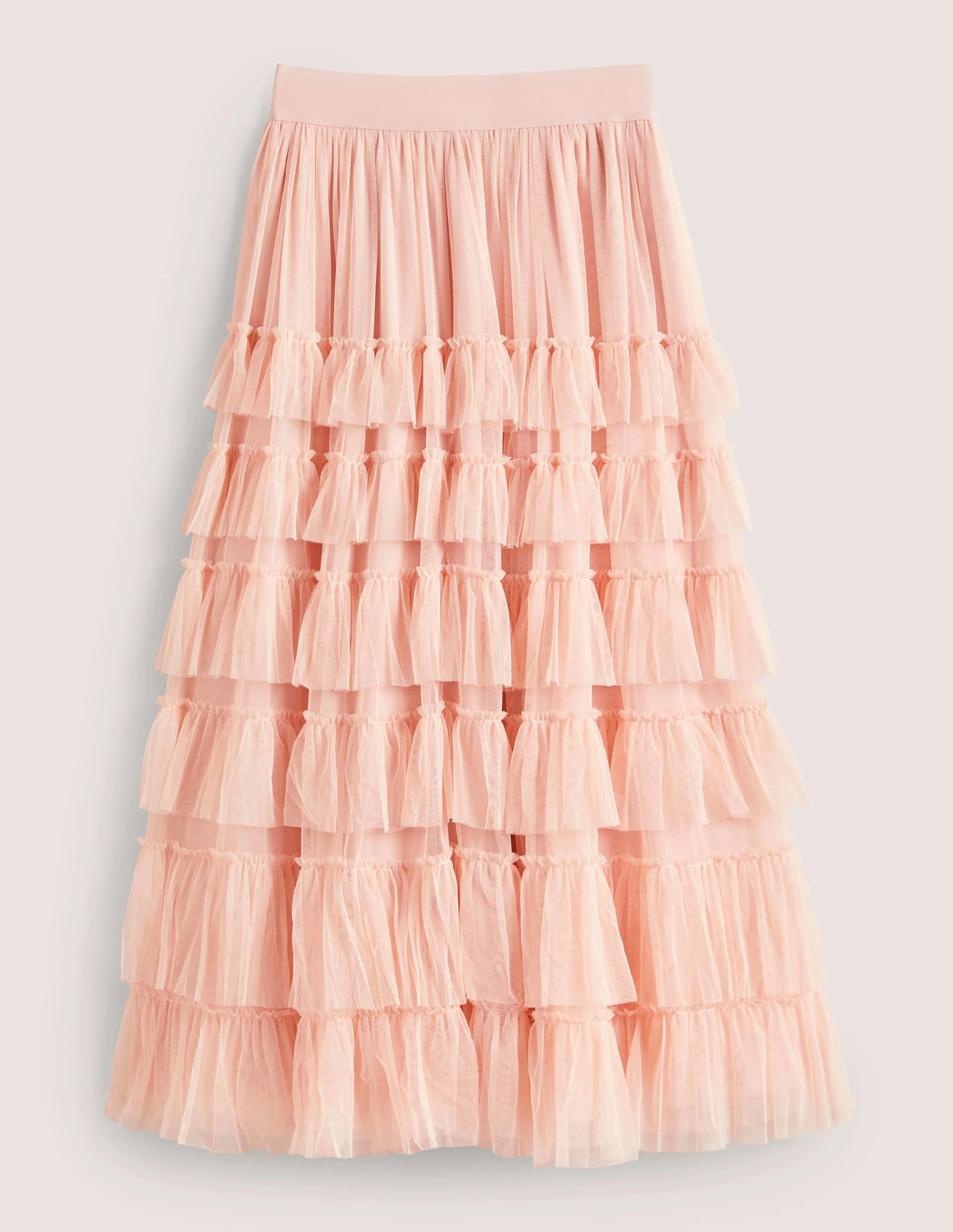 Pink Ruffle Tulle Midi Skirt-Altrosé - Image 5