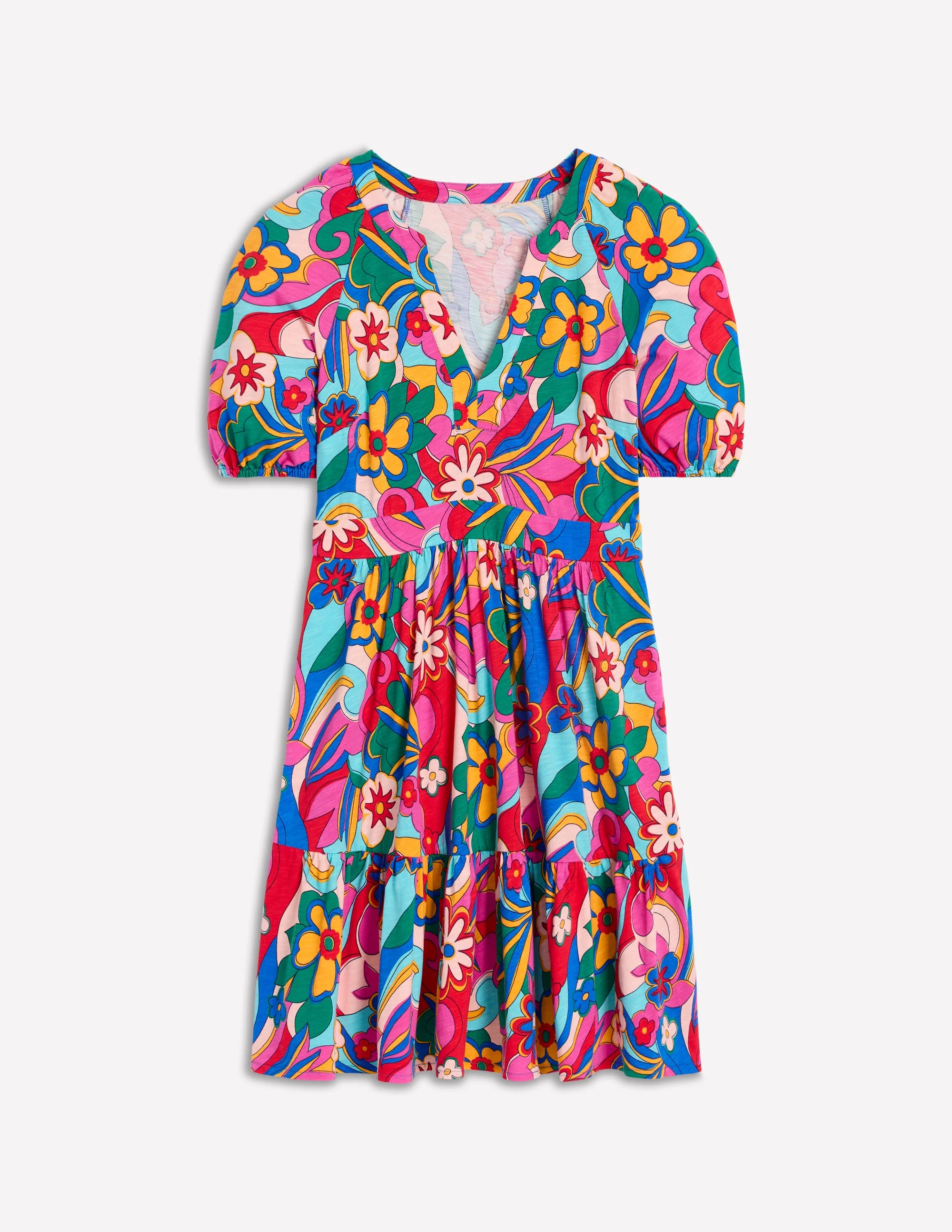 Piper Kurzes Jerseykleid-Bunt, Blühender Pepp - Image 5