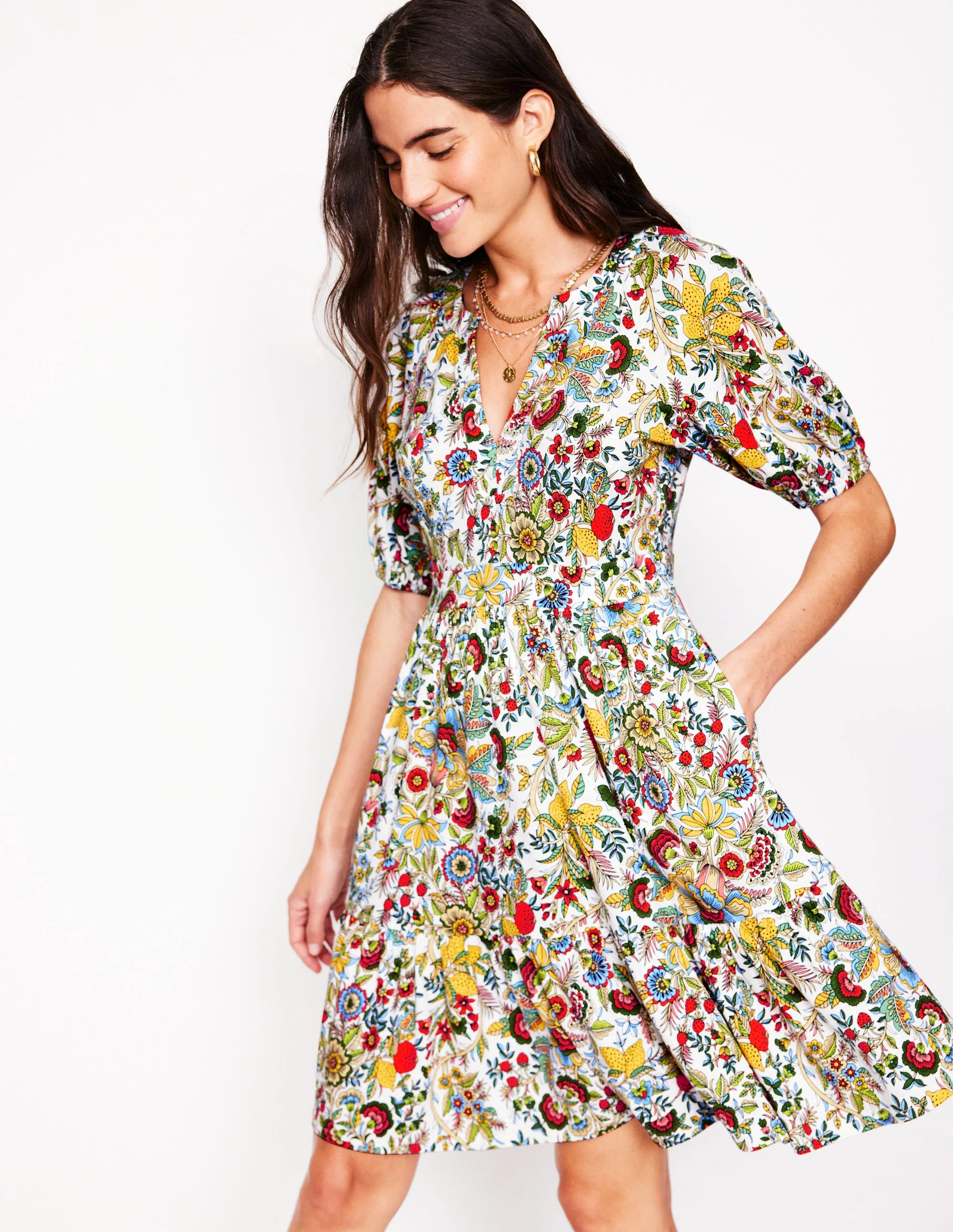 Piper Kurzes Jerseykleid-Bunt, Zitrusrebe