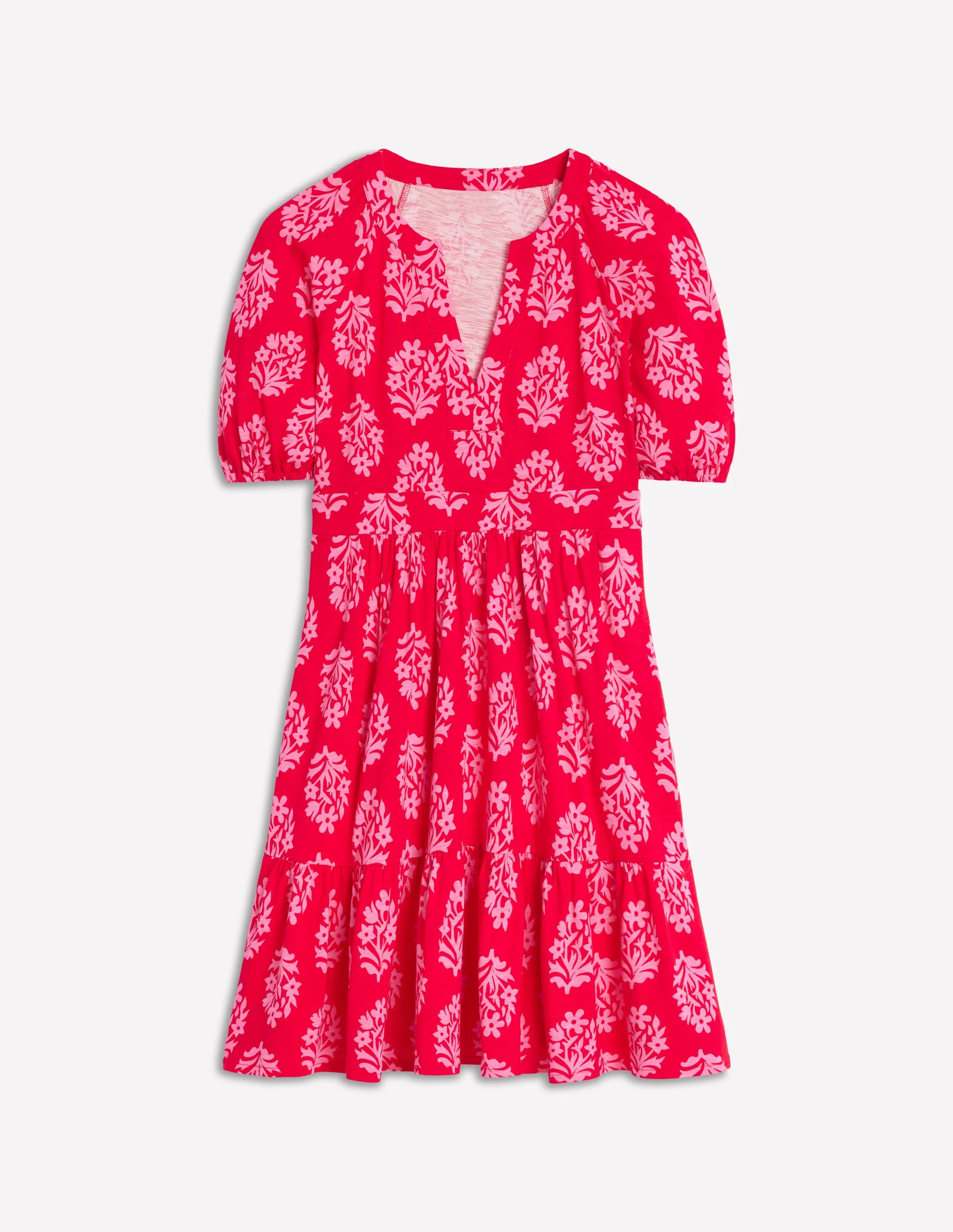 Piper Kurzes Jerseykleid-Mohnblumenrot, Kleiner Blumenstrauß - Image 5