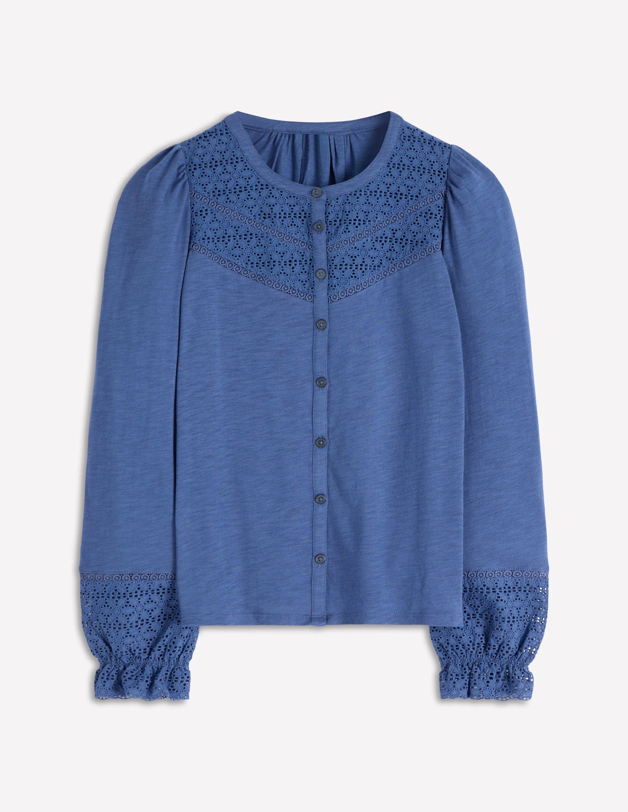 Pippa Jerseyhemd mit Lochstickerei-Denim-Blau - Image 5