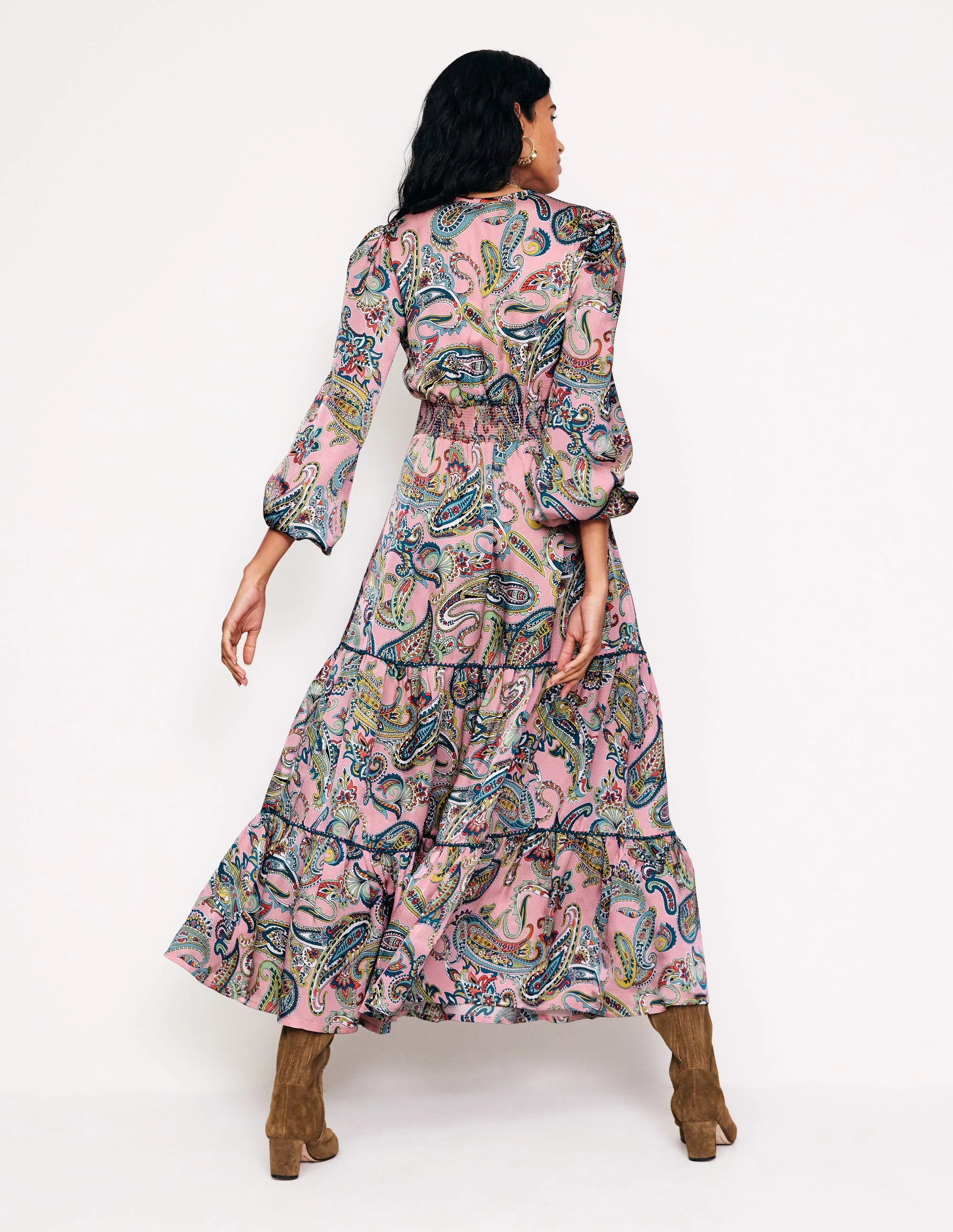 Pippa Satin-Maxikleid-Charmantes Rosa, opulentes Paisleymuster - Image 3