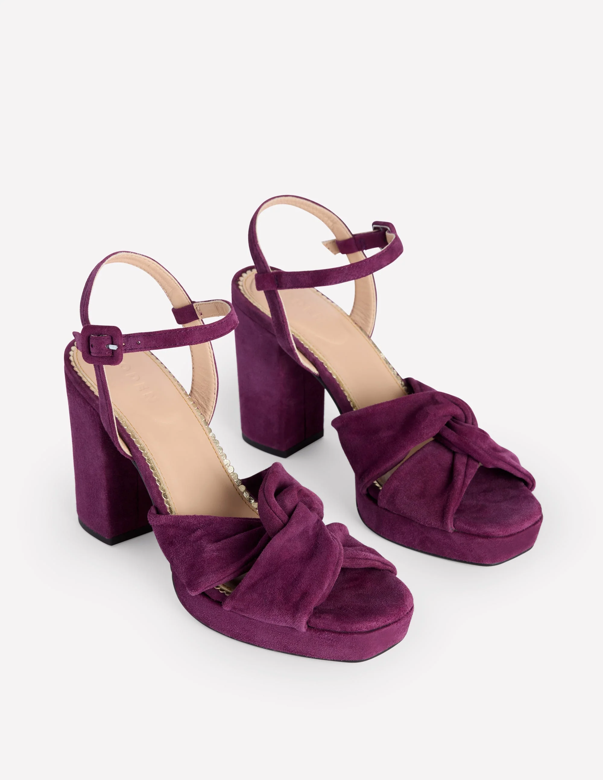 Plateauschuhe mit Absatz und Twistdetail-Zwetschge Wildleder - Image 3