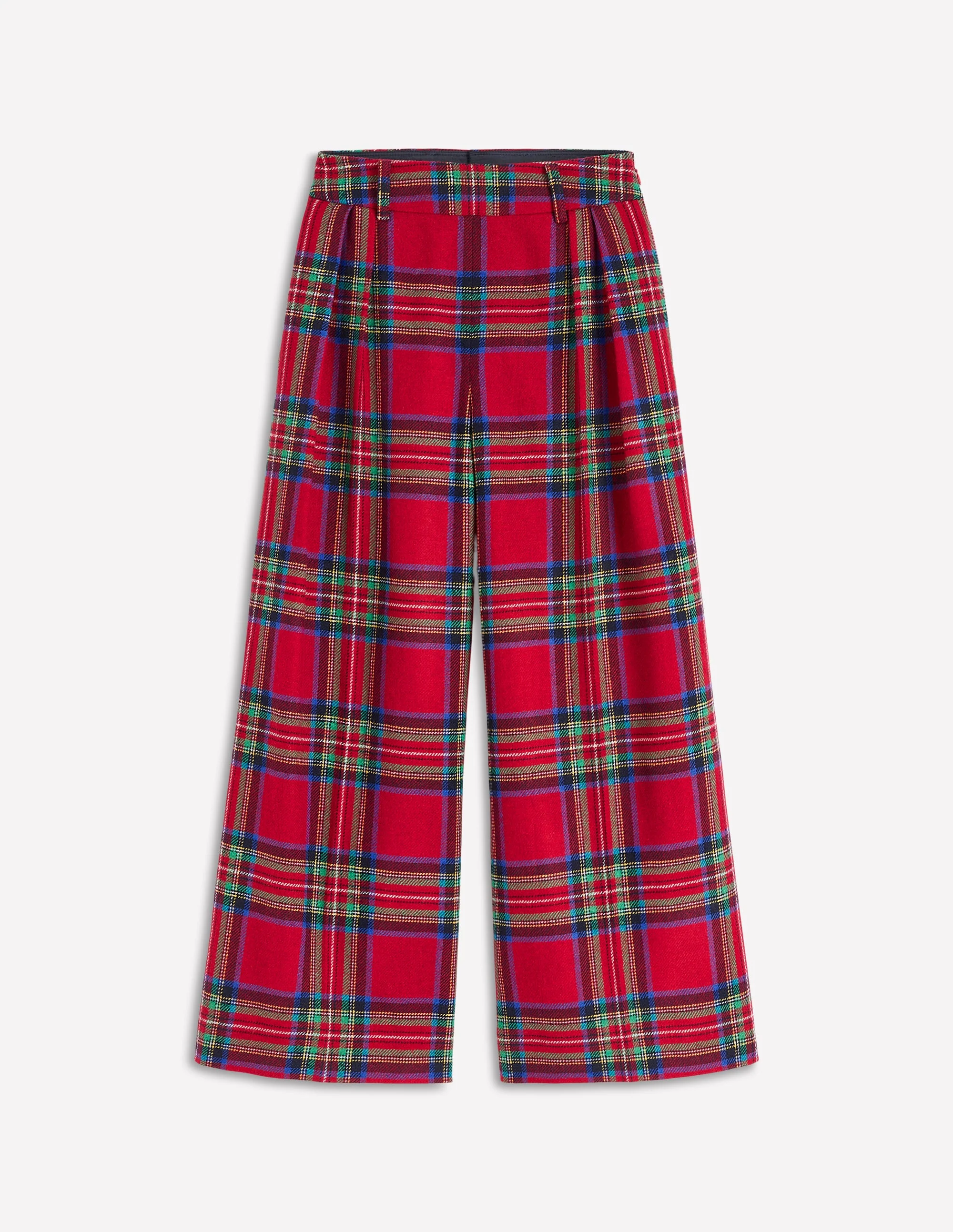 Plissierte Culotte aus Wolle-Rot, Blau und Grün Kariert - Image 6