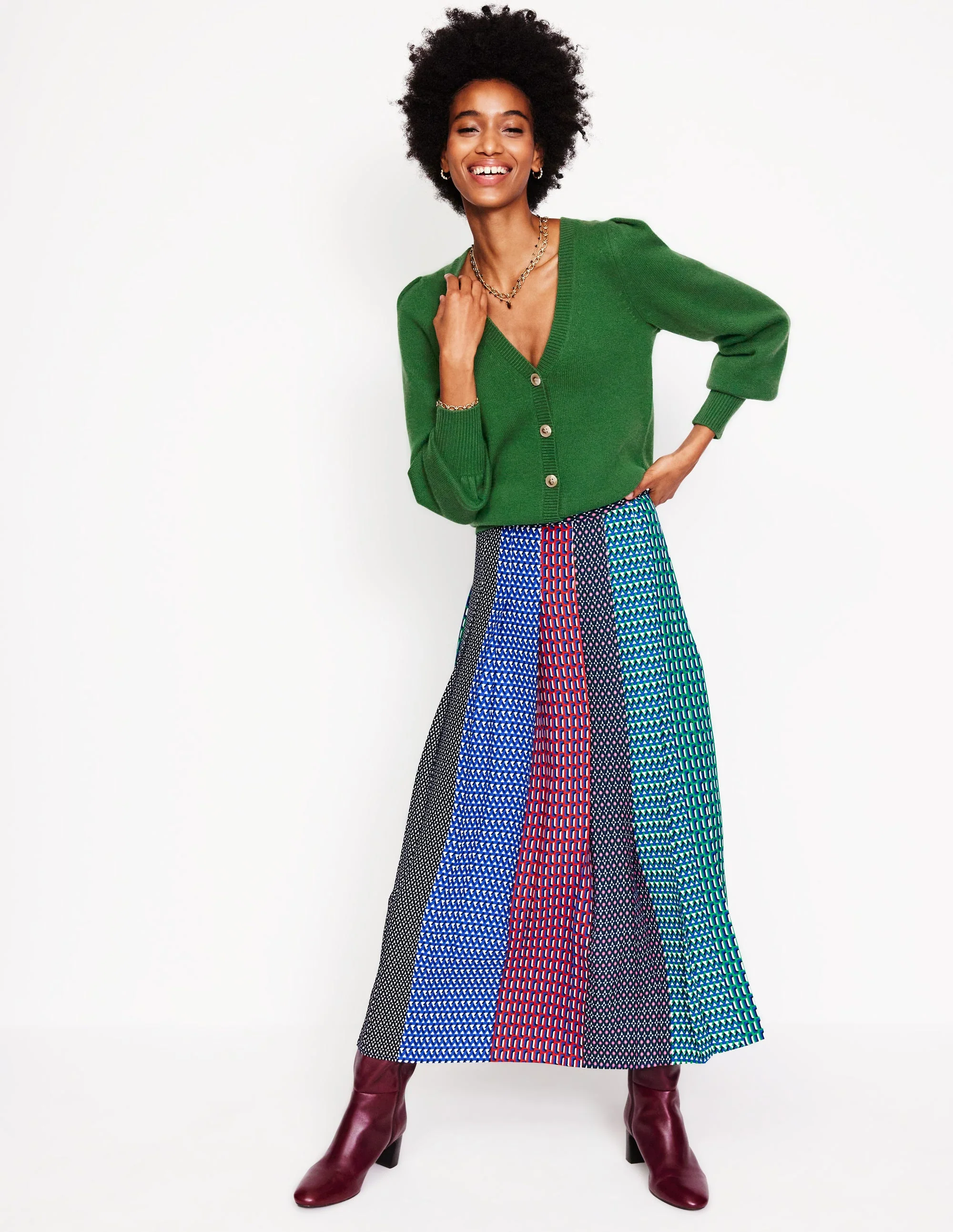 Plissierte Strickjacke aus Kaschmir-Kieferngrün - Image 4