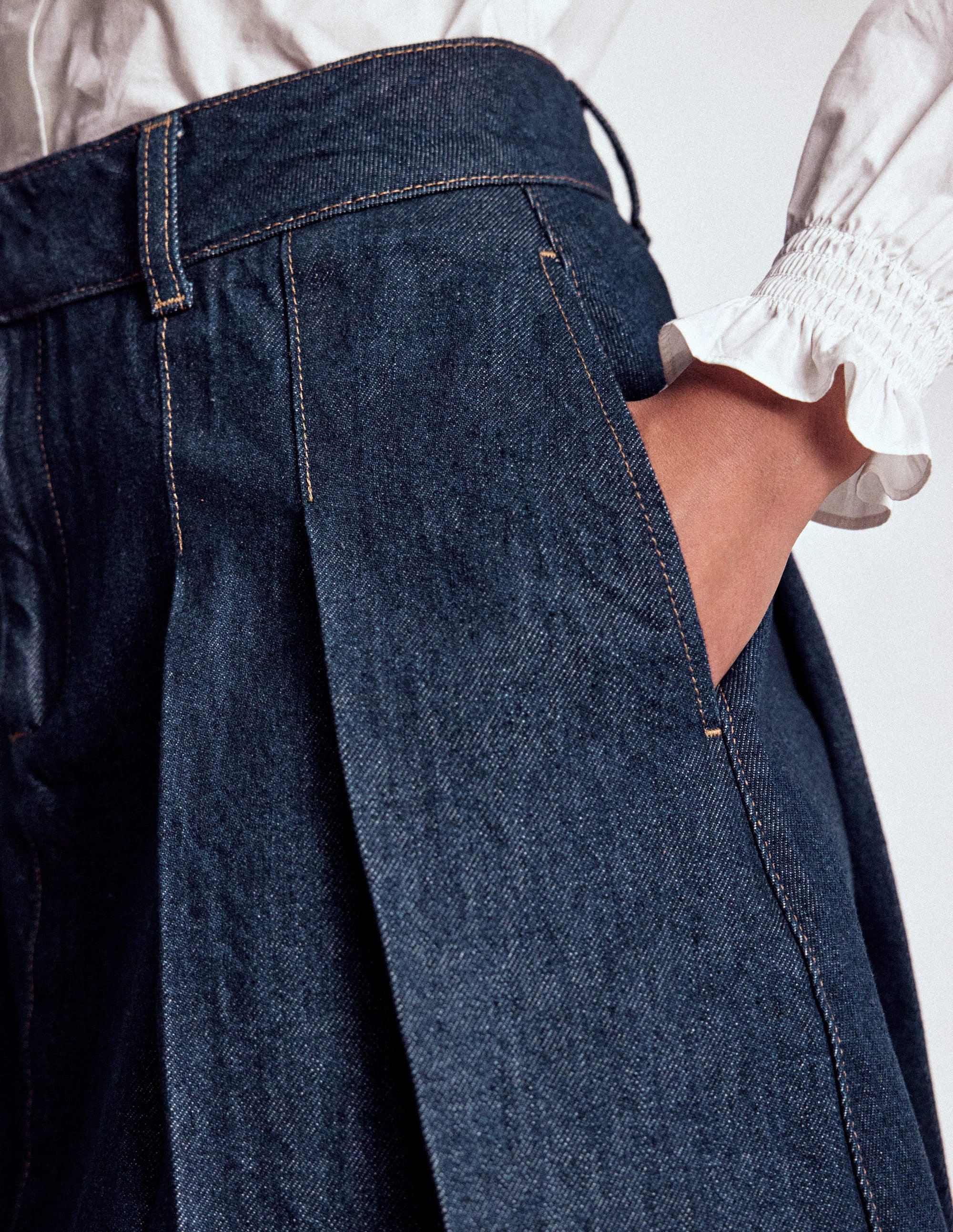 Plissierter Jeansrock-Indigo - Image 2