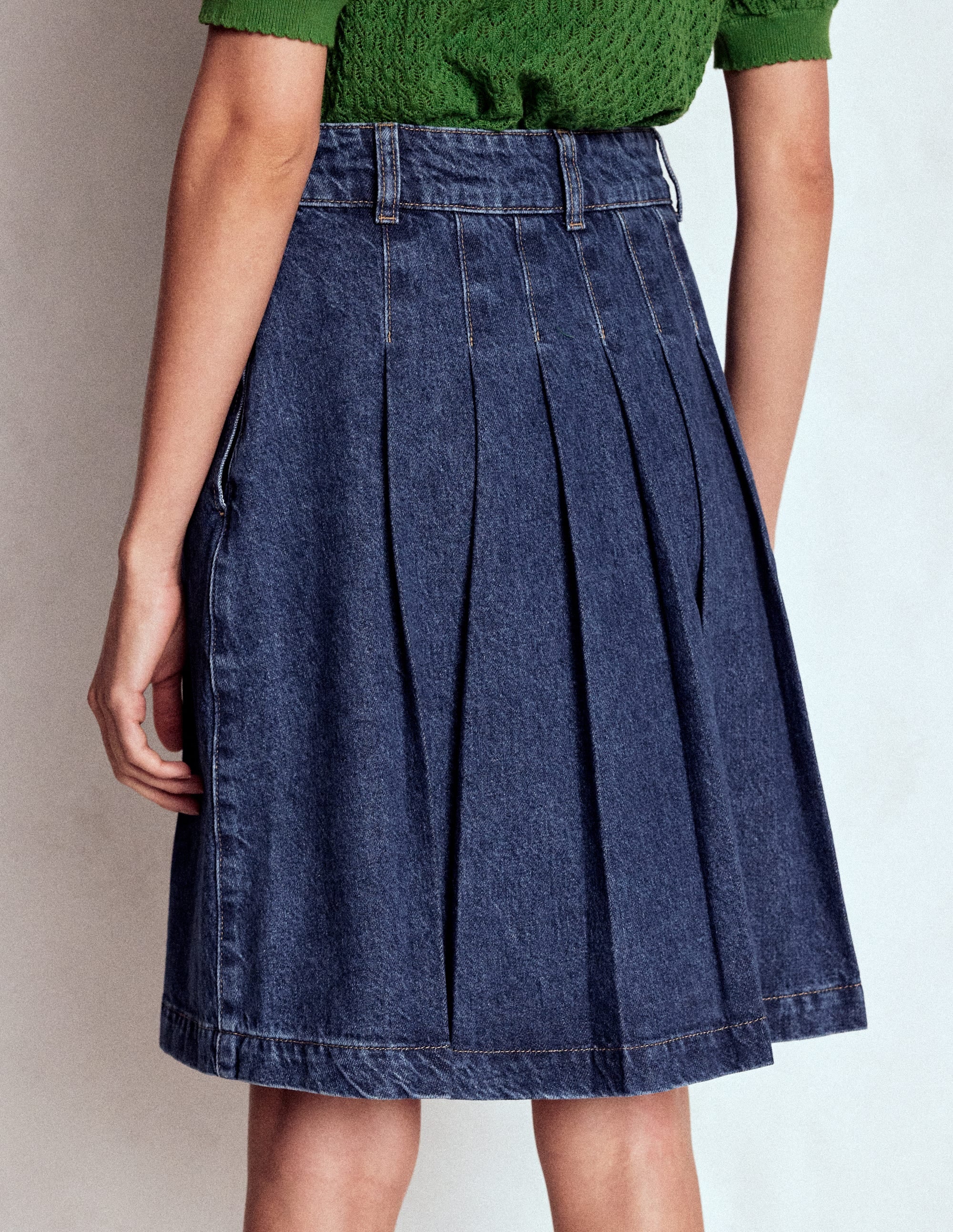 Plissierter Jeansrock-MITTLERE WASCHUNG - Image 3