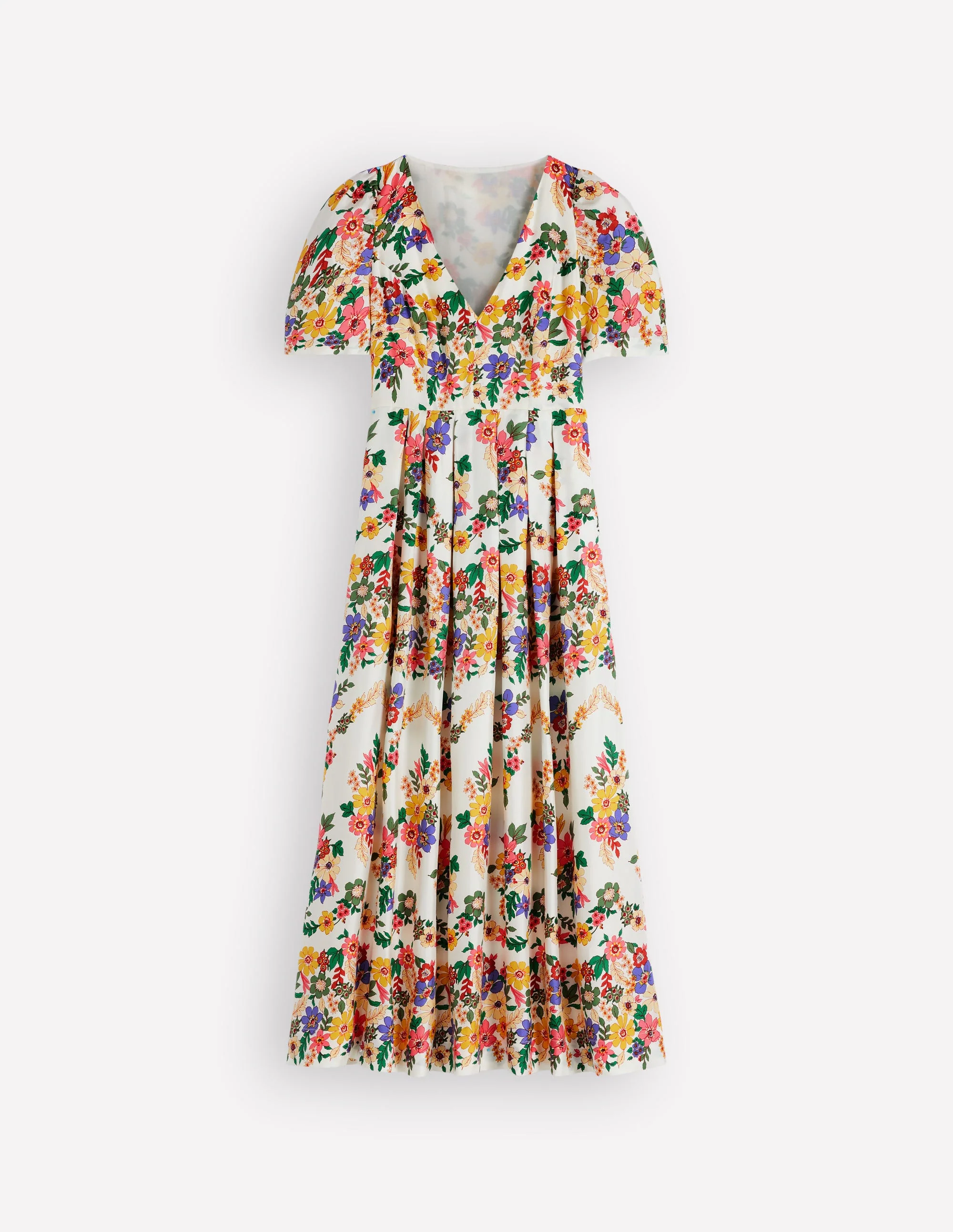 Plissiertes Kleid mit V-Ausschnitt-Bunt Wiesenblumen - Image 7