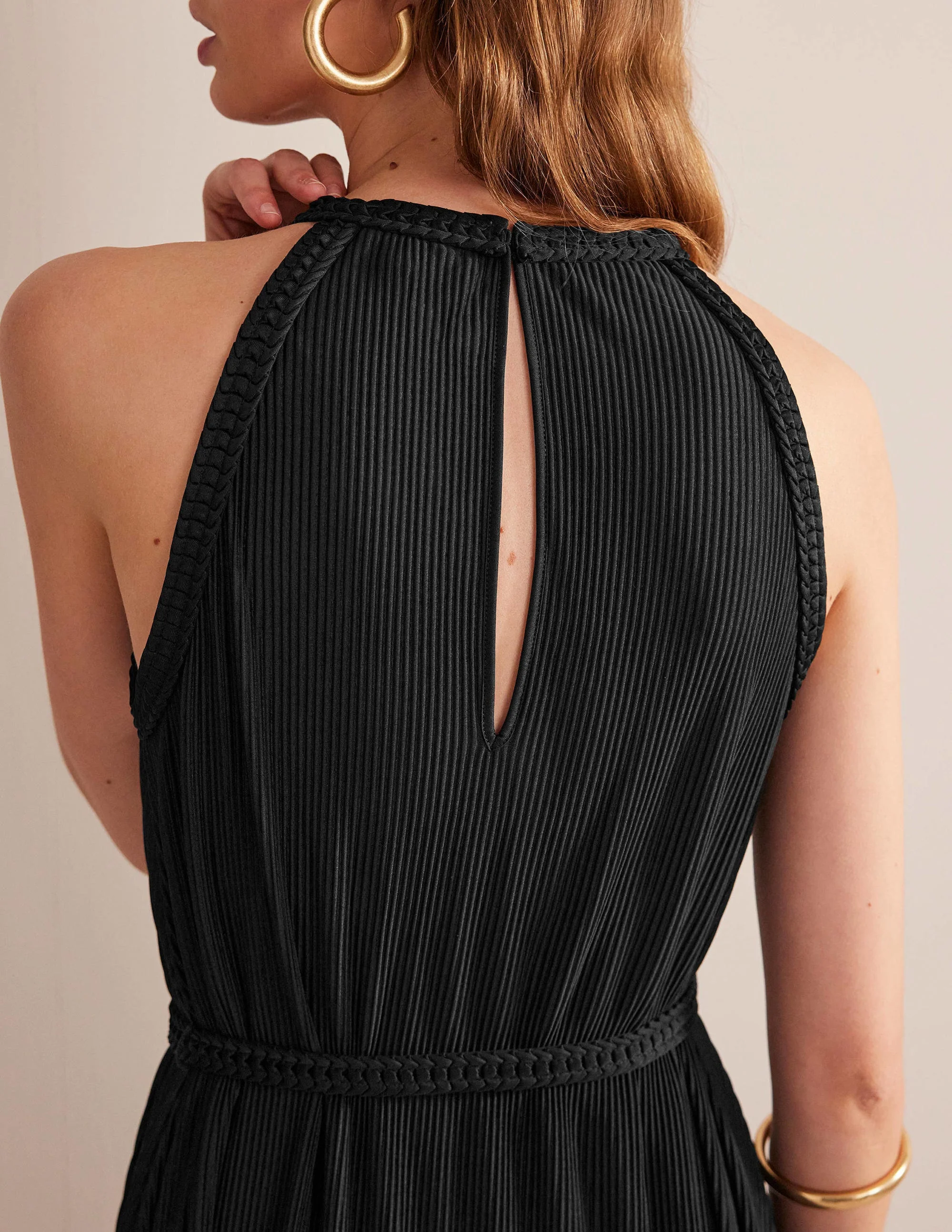 Plissiertes Maxikleid aus Jersey-Schwarz - Image 2