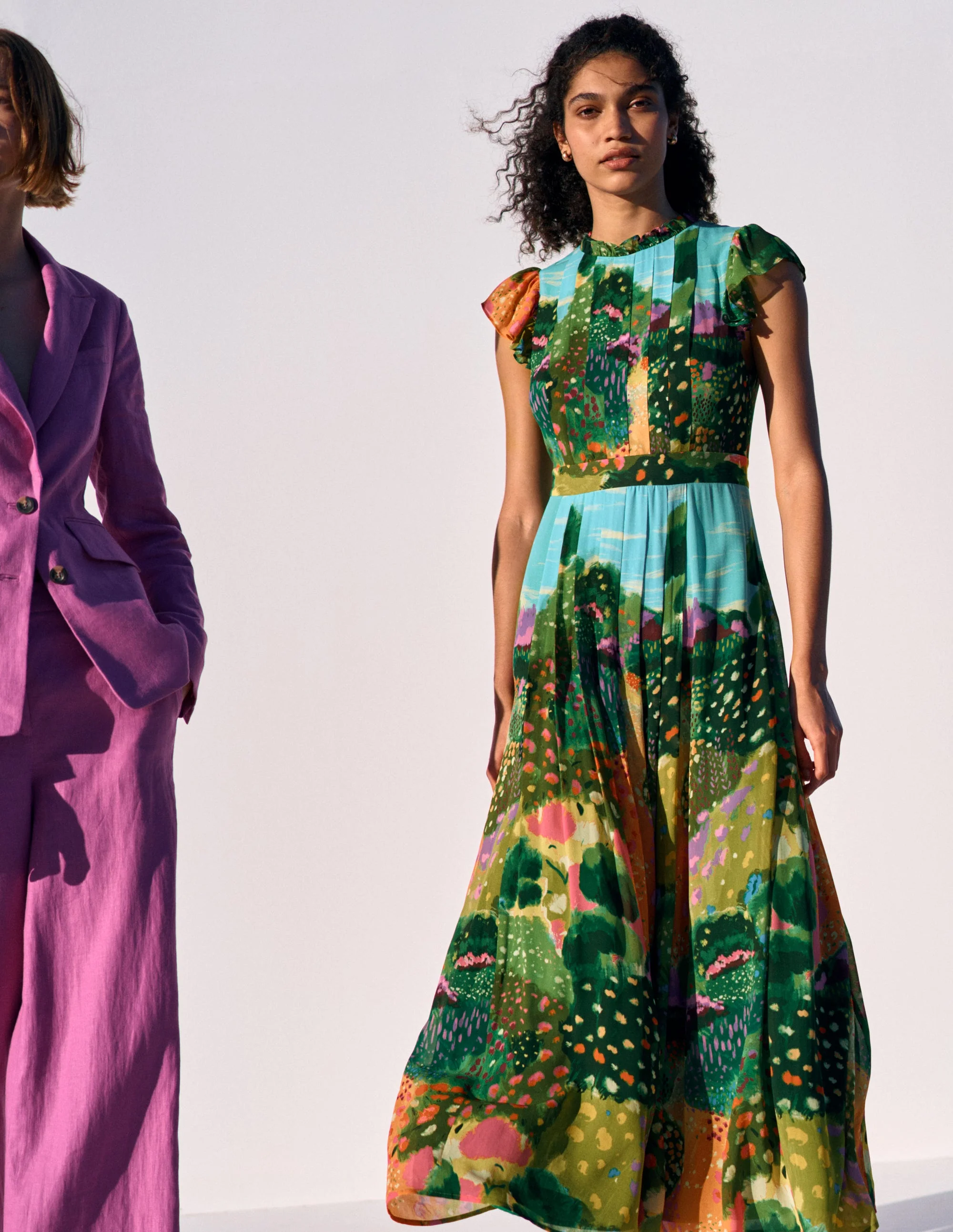 Plissiertes Maxikleid mit Rüschen-Bunt, Gartenpfad - Image 7