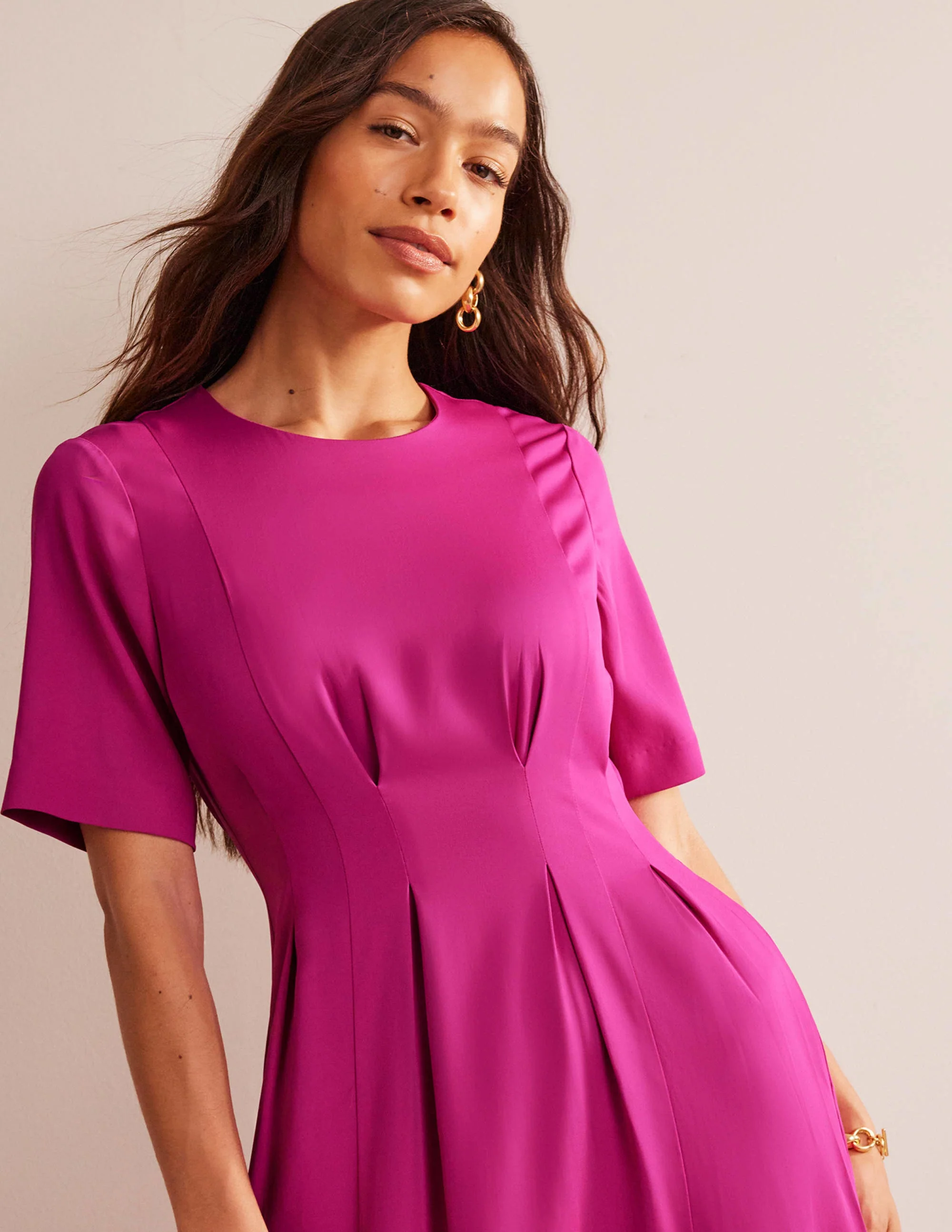 Plissiertes Midikleid-Magenta - Image 2
