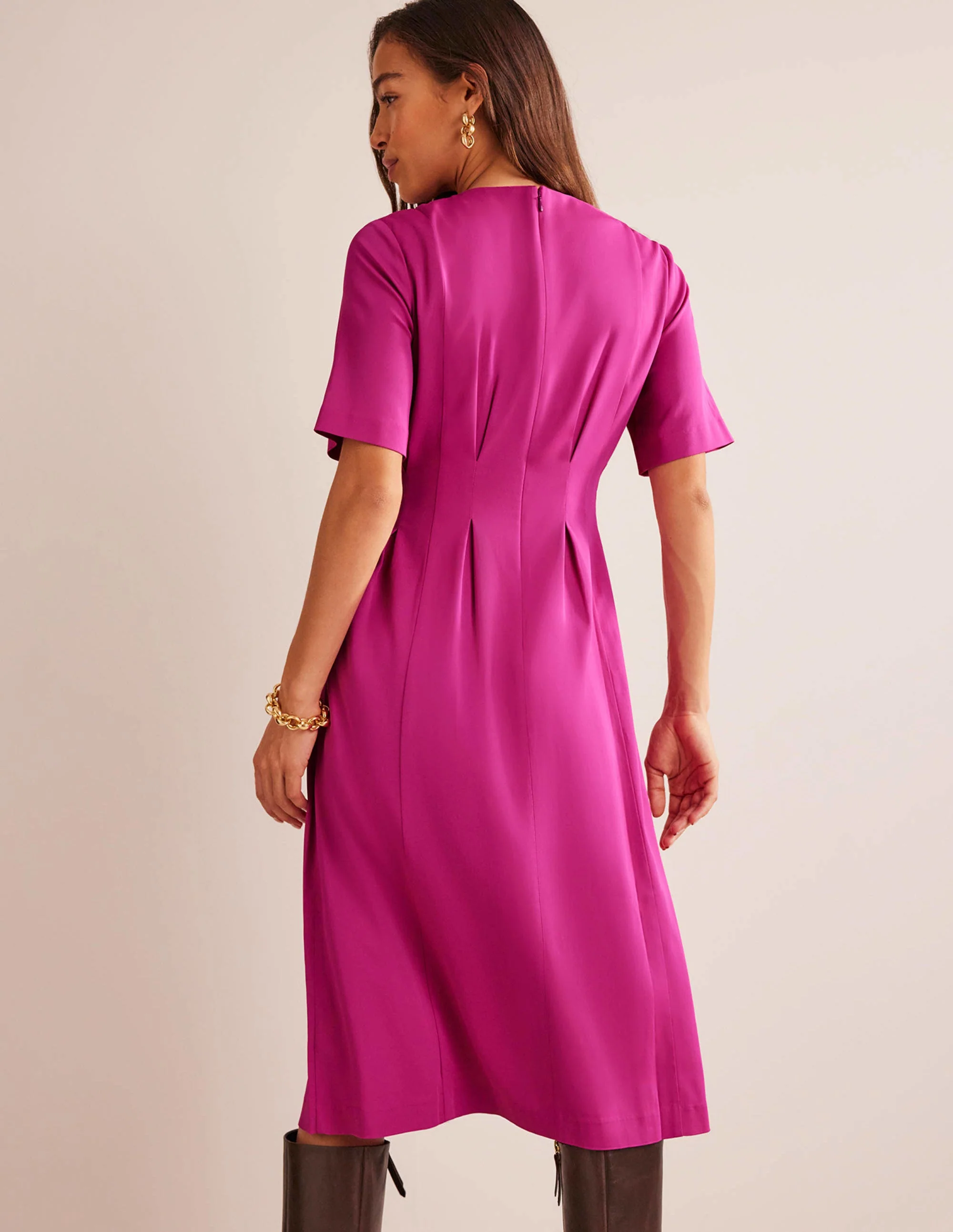 Plissiertes Midikleid-Magenta - Image 3
