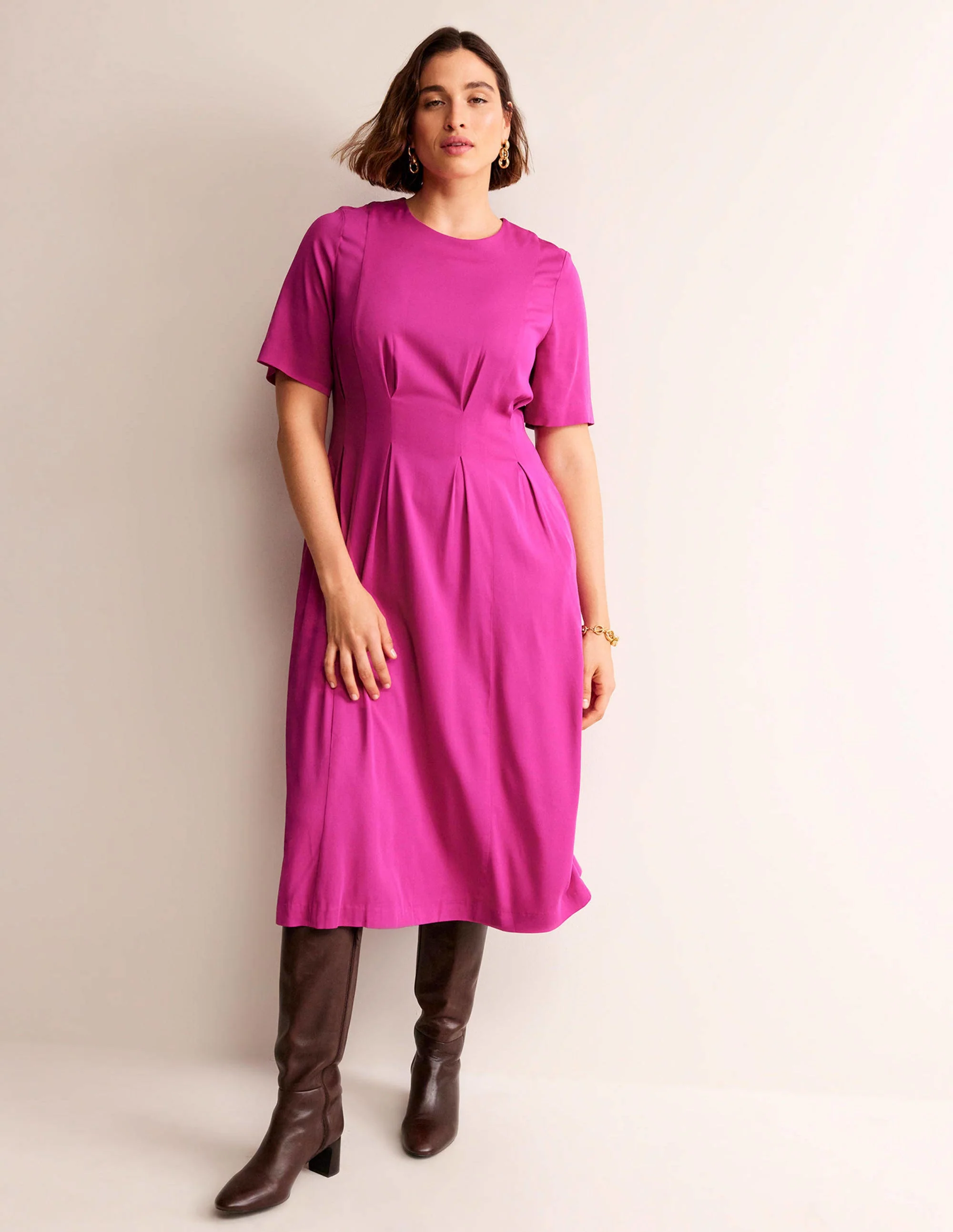 Plissiertes Midikleid-Magenta - Image 5