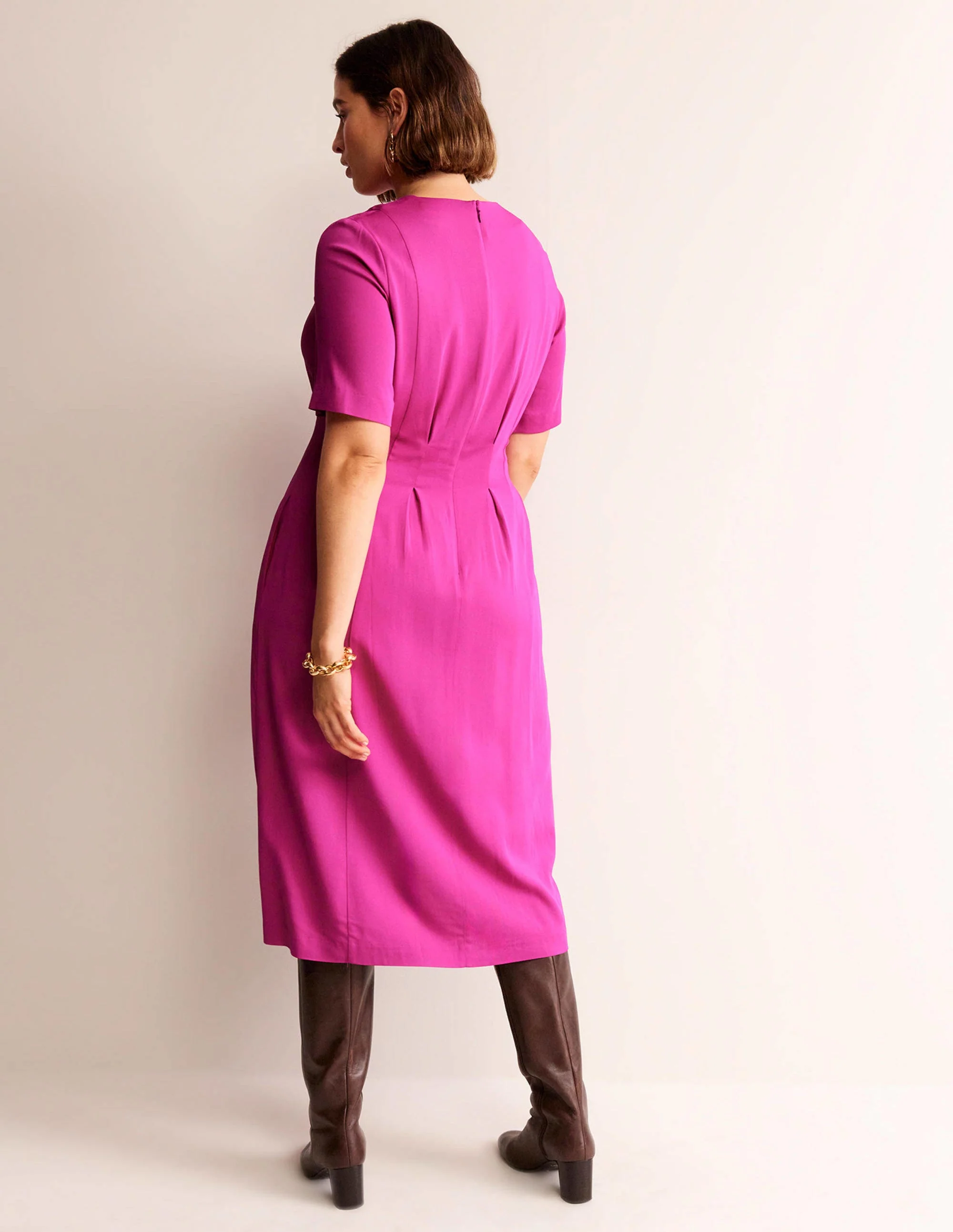 Plissiertes Midikleid-Magenta - Image 6