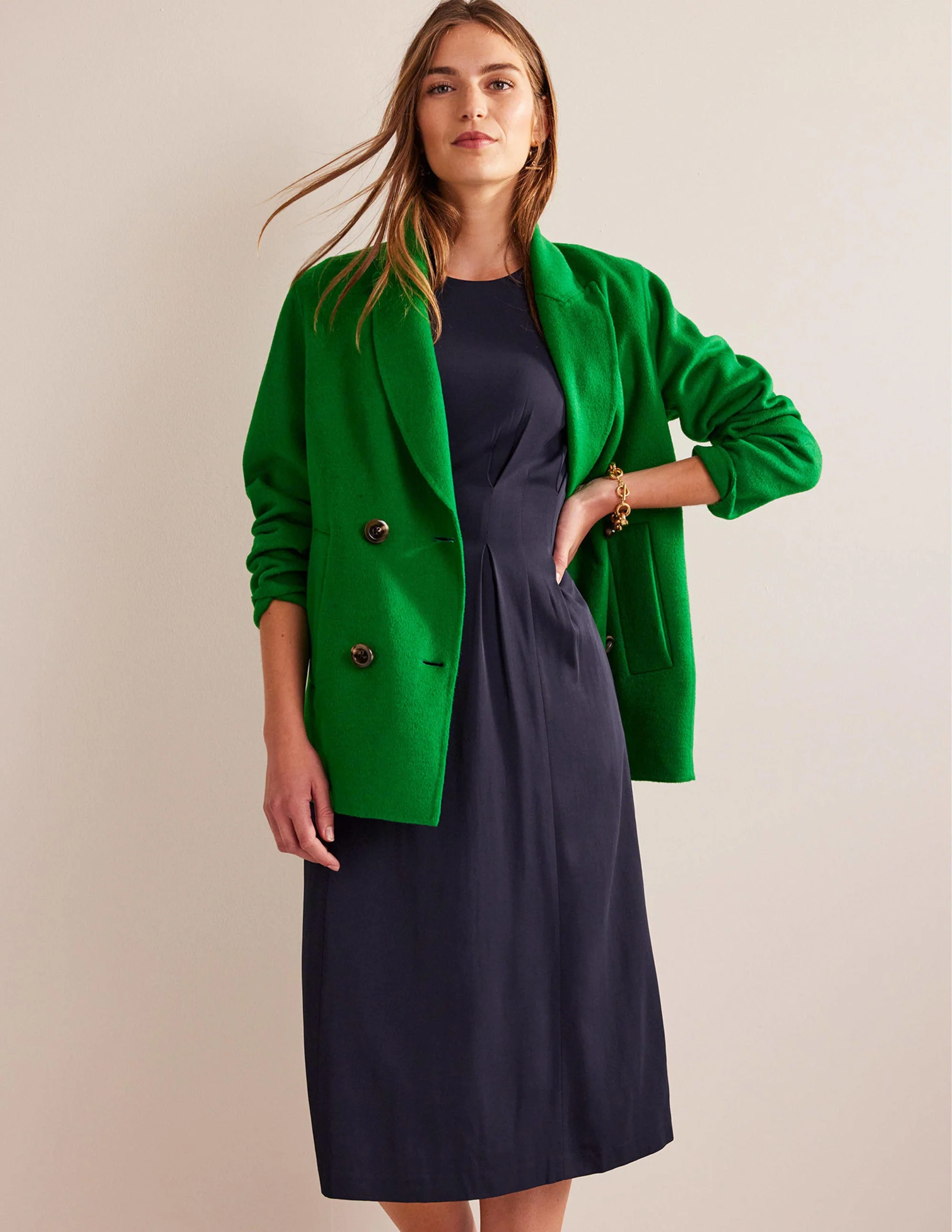 Plissiertes Midikleid-Marineblau - Image 4