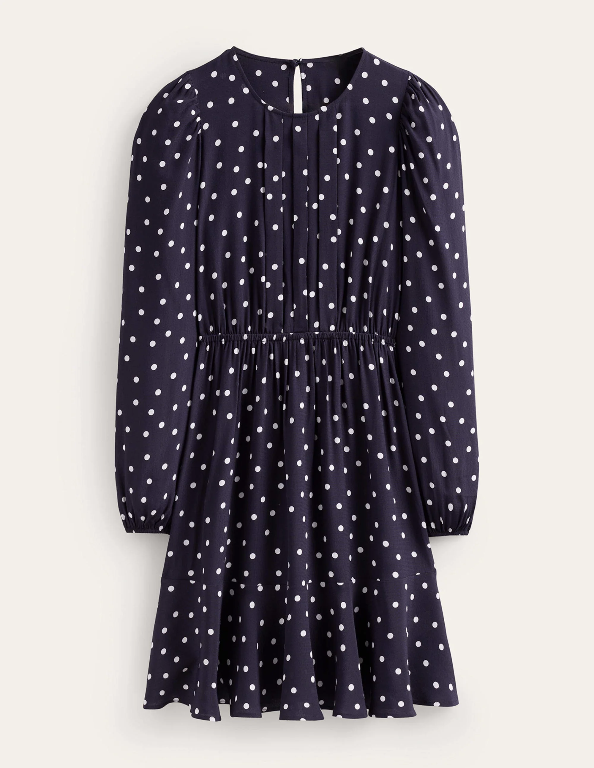 Plissiertes Minikleid mit Schößchen-Französisches Marineblau, Spaced Dot - Image 7
