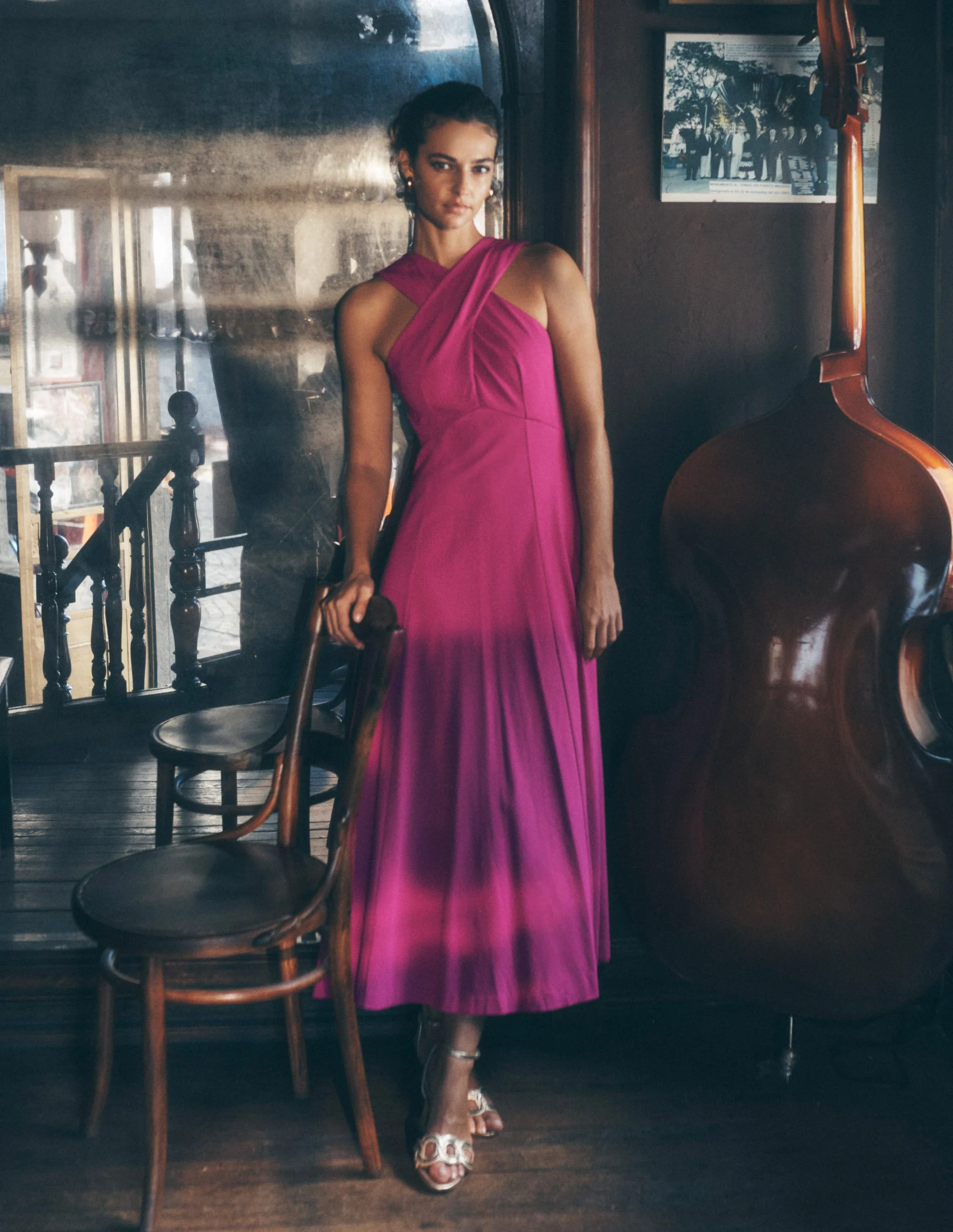 Ponté-Kleid mit überkreuzter Vorderseite-Fuchsie - Image 5