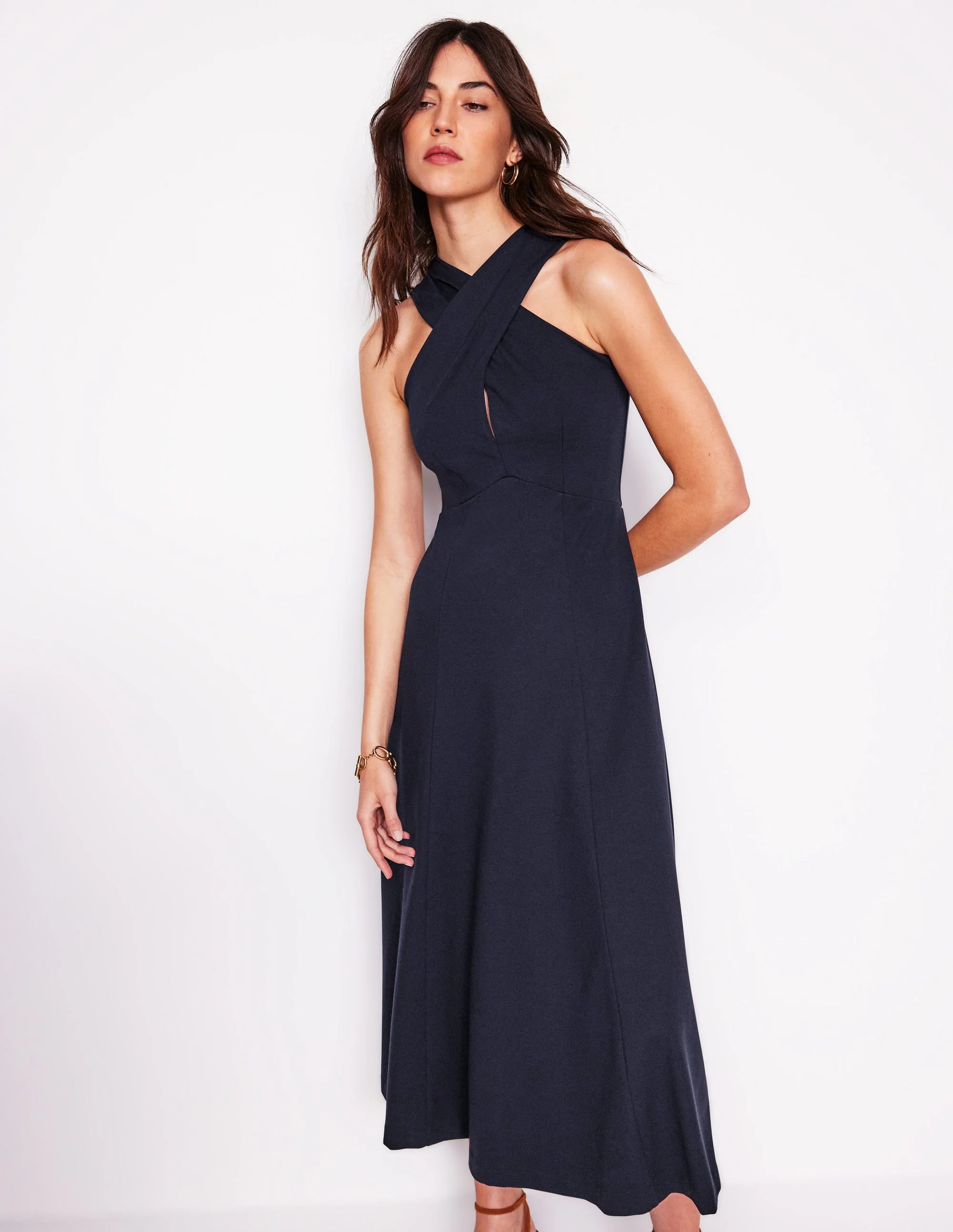 Ponté-Kleid mit überkreuzter Vorderseite-Marineblau - Image 4