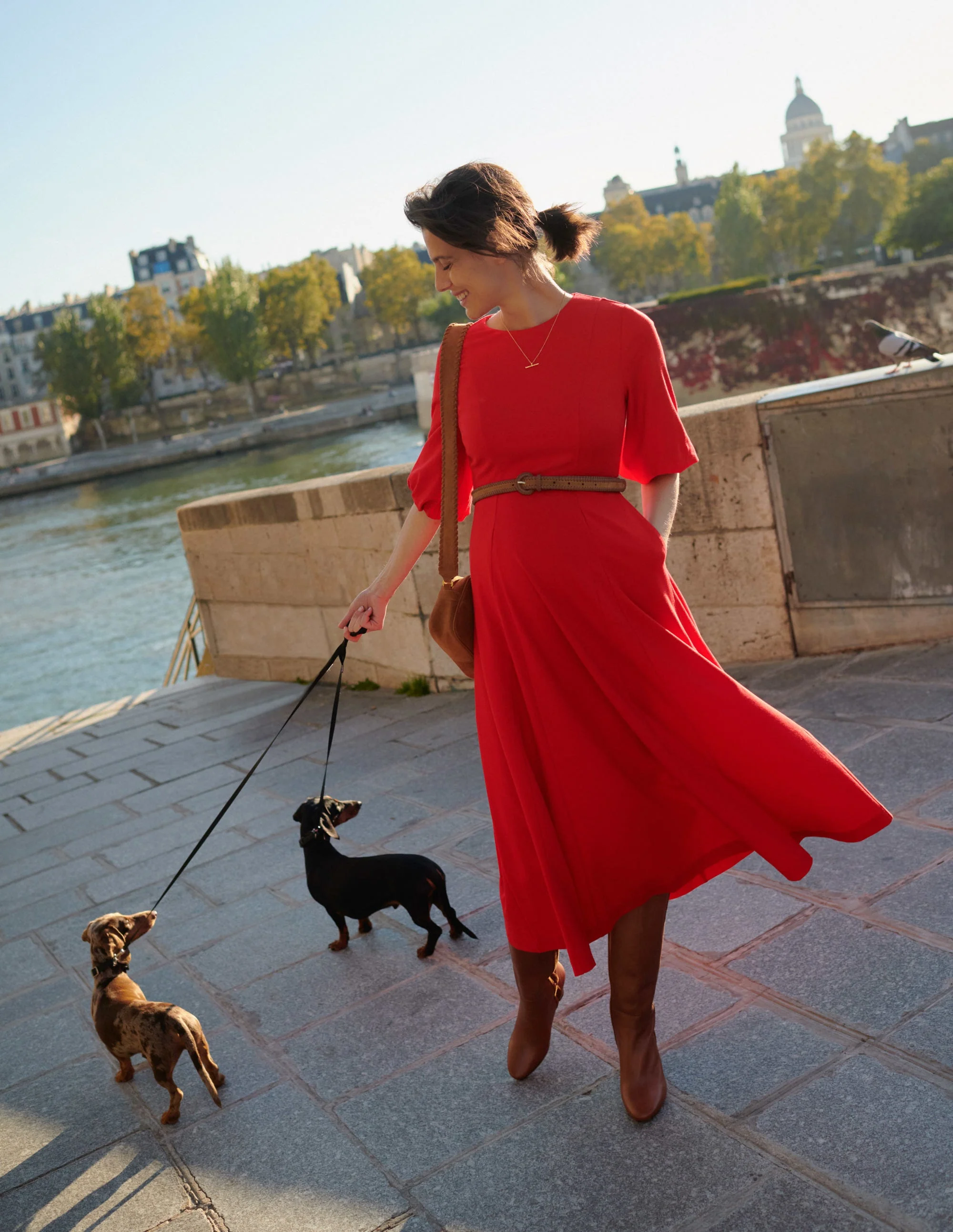 Ponte-Midikleid mit Tellerrock-Rot - Image 6