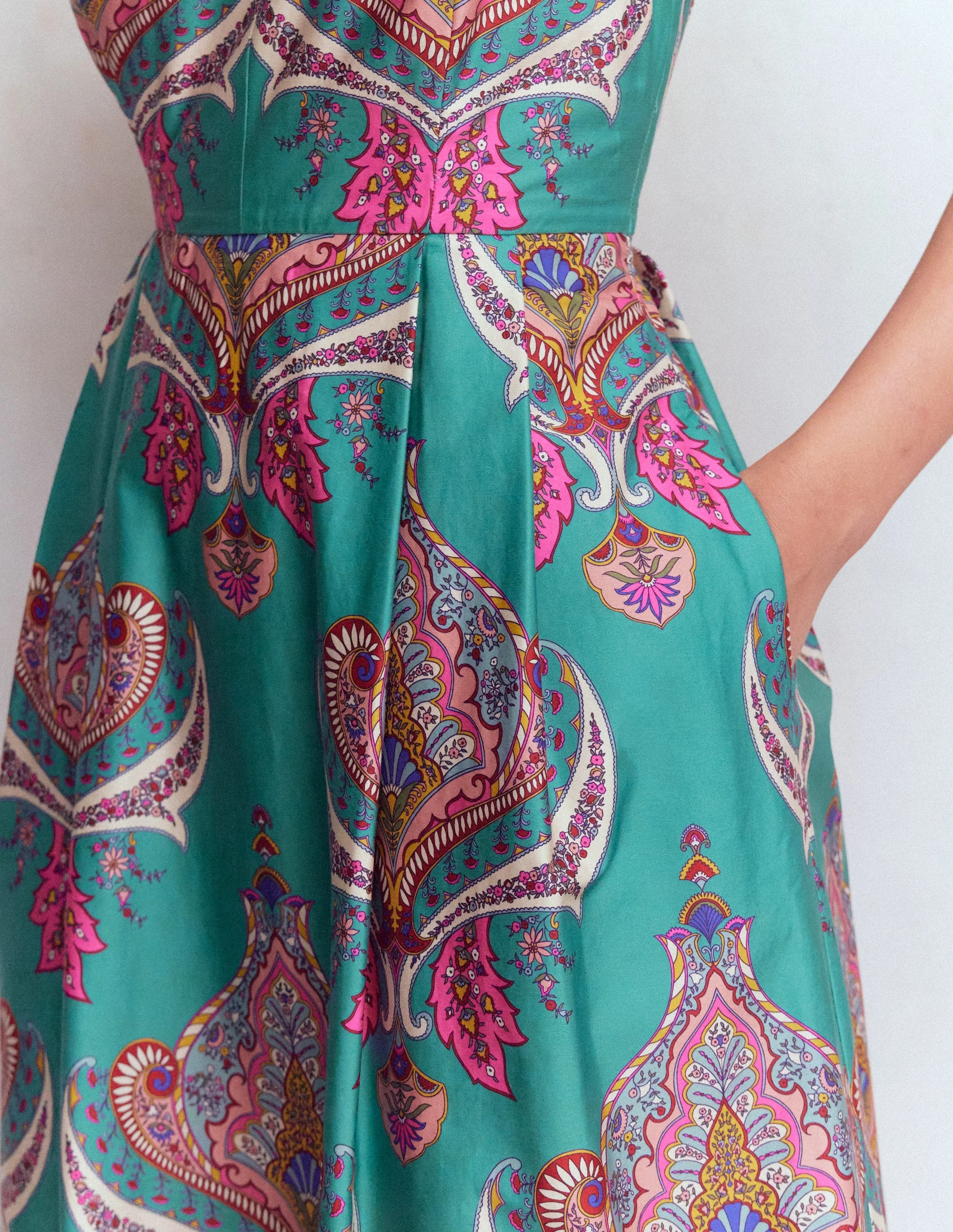 Popeline-Kleid im Empire-Stil für besondere Anlässe-Aurorablau, Ornamente - Image 3