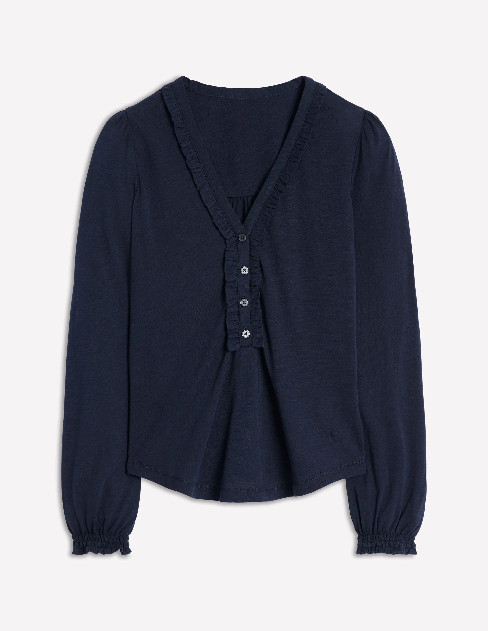 Poppy Henley-Shirt mit Rüschen-Aqua Marine Marl - Image 5