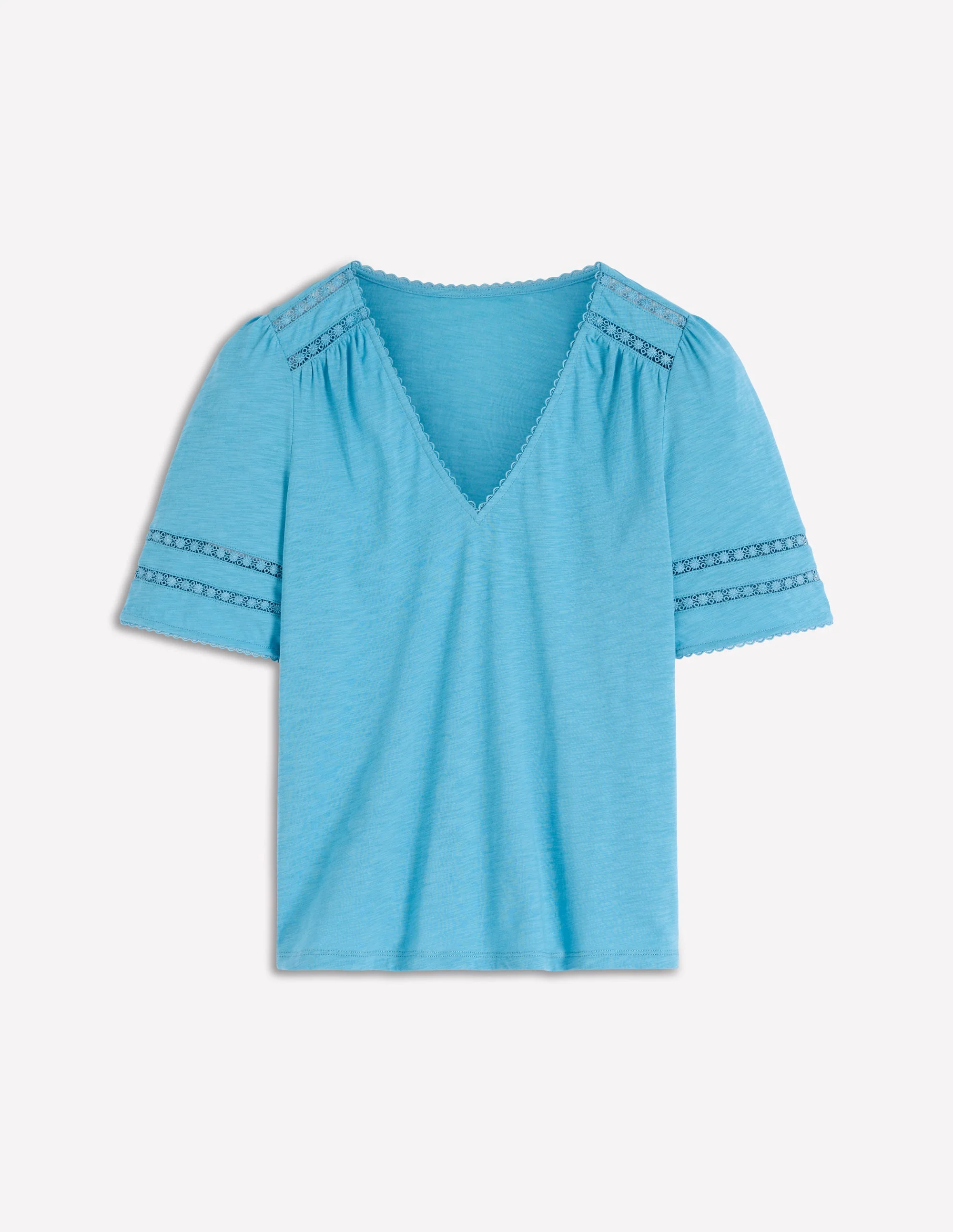 Poppy T-Shirt mit Besatz und V-Ausschnitt-Enteneiblau - Image 6