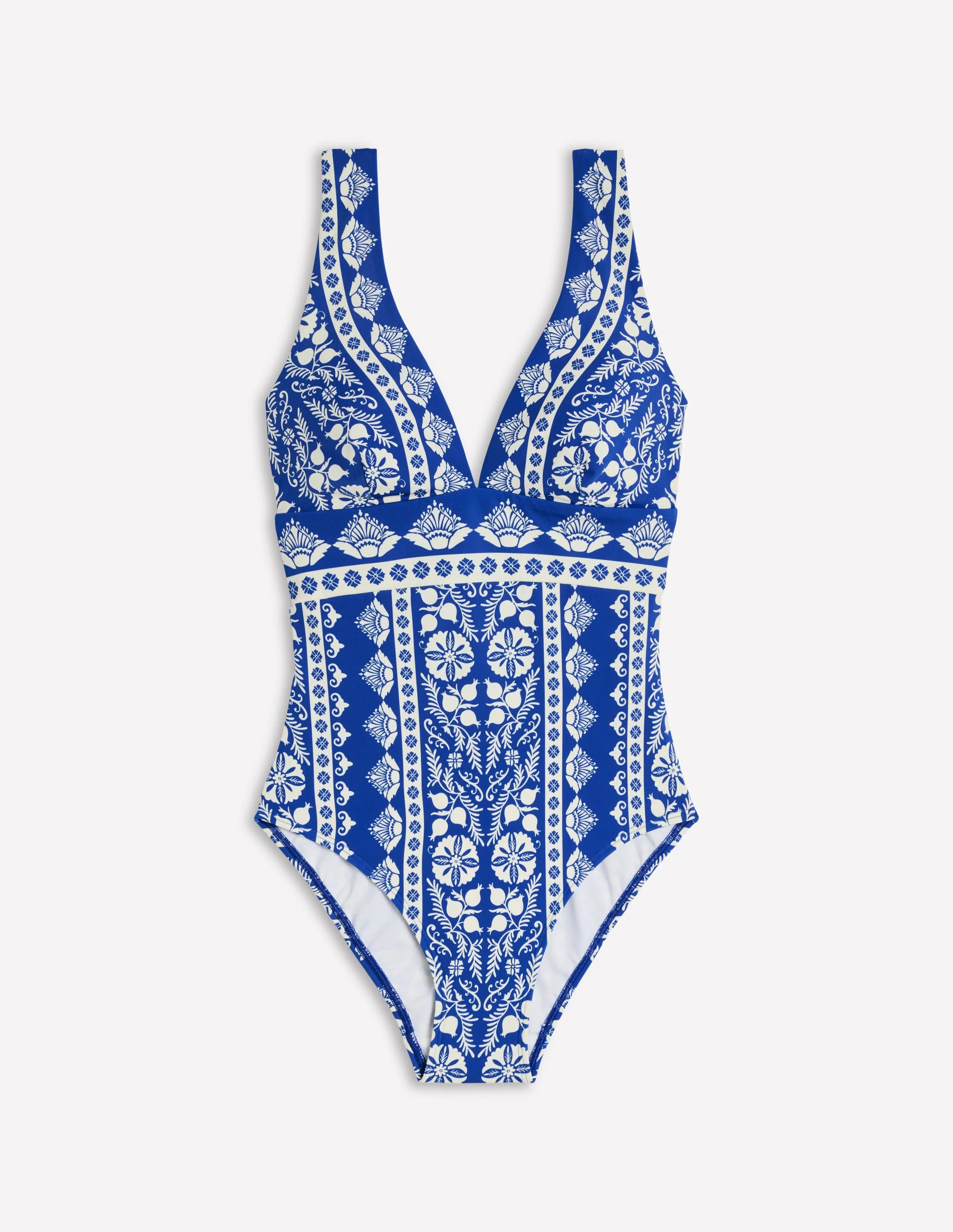 Porto Badeanzug mit V-Ausschnitt-Leuchtendes Blau, Verzierter Streifen - Image 6
