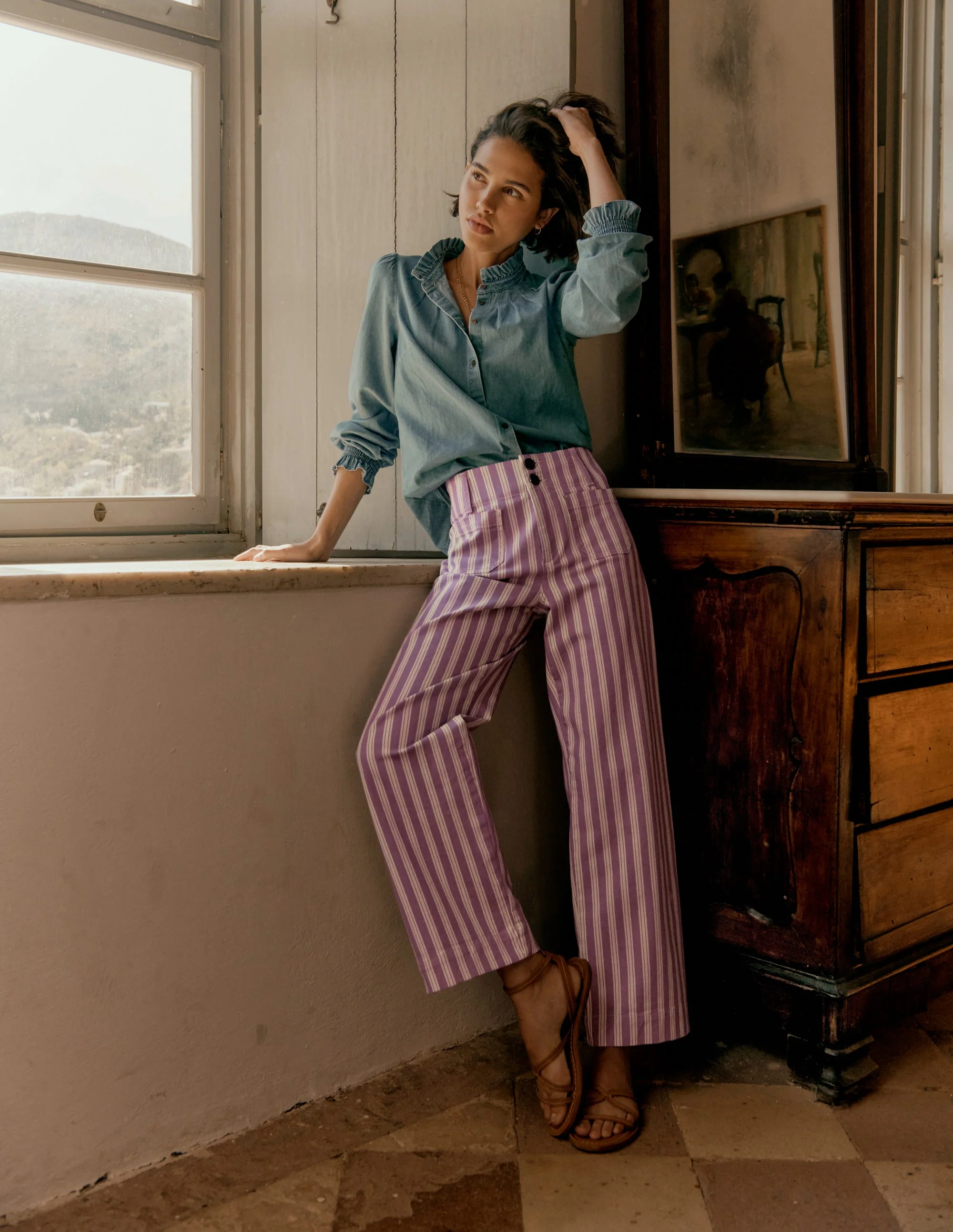Primrose Hose mit aufgesetzten Taschen-Flieder Tram-Streifen - Image 6