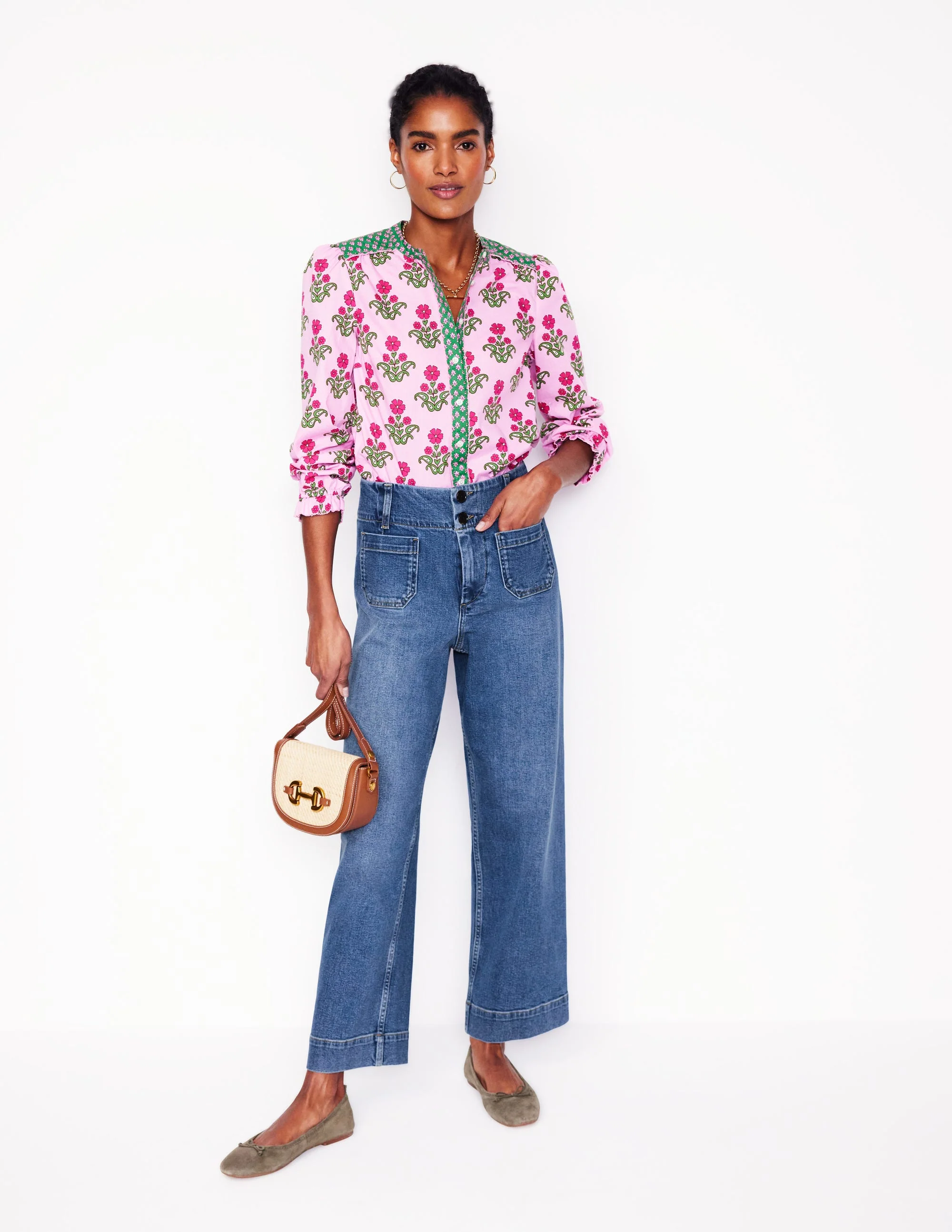 Primrose Verkürzte Jeans-Ausgeblichene Optik