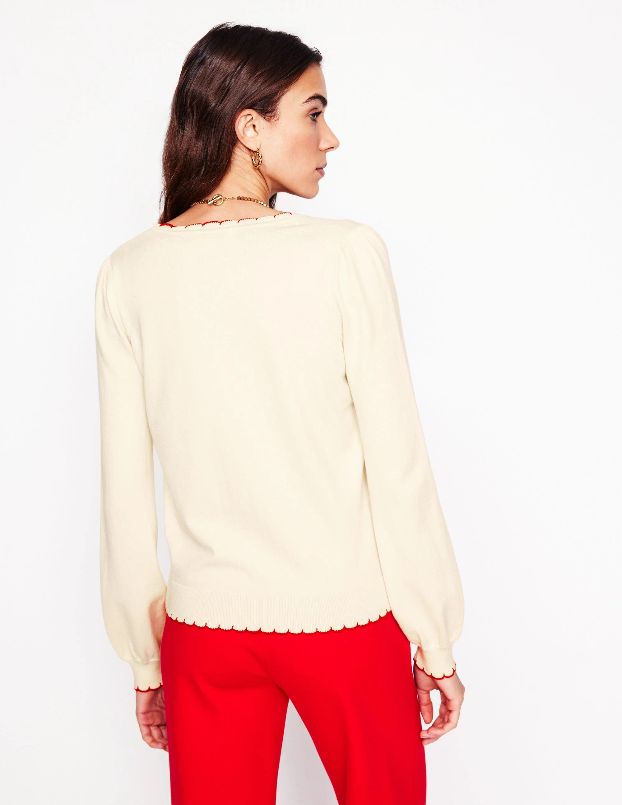 Pru Strickjacke mit Muschelsaum-Warmes Naturweiß - Image 3