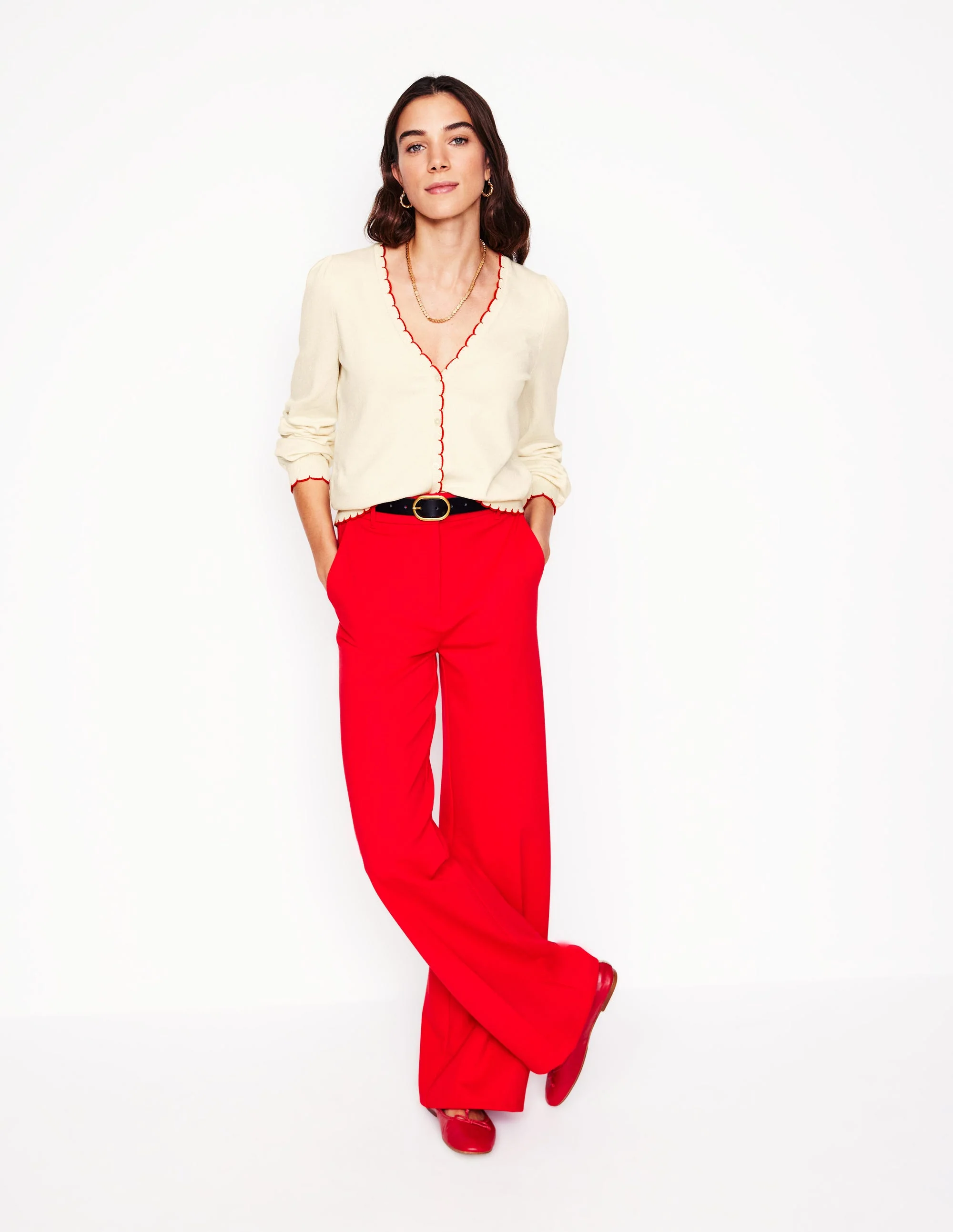 Pru Strickjacke mit Muschelsaum-Warmes Naturweiß - Image 4
