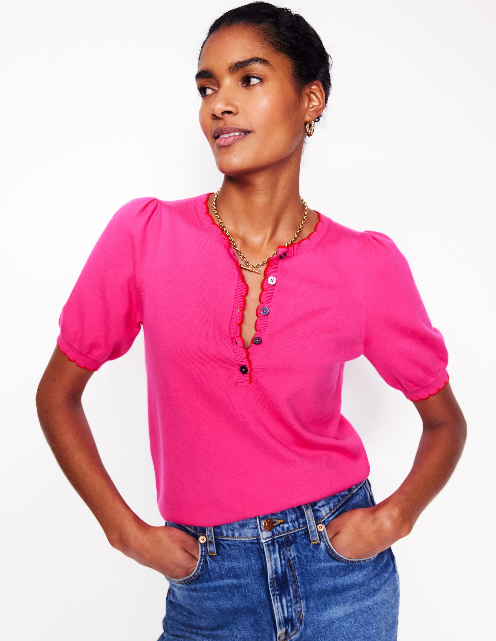 Pru T-Shirt mit Muschelsaum-Rosarot - Image 4