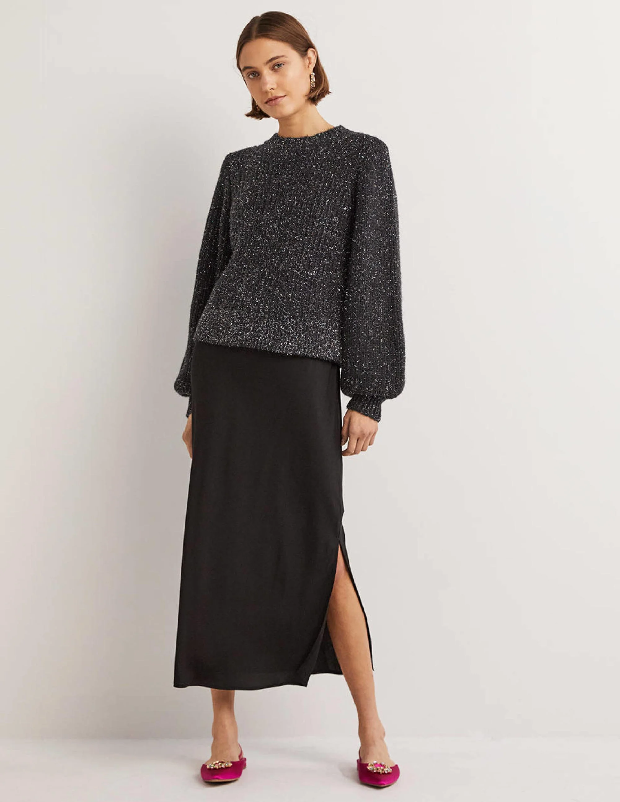 Pullover aus Grobrippstrick-Schwarz, Glitzer - Image 6