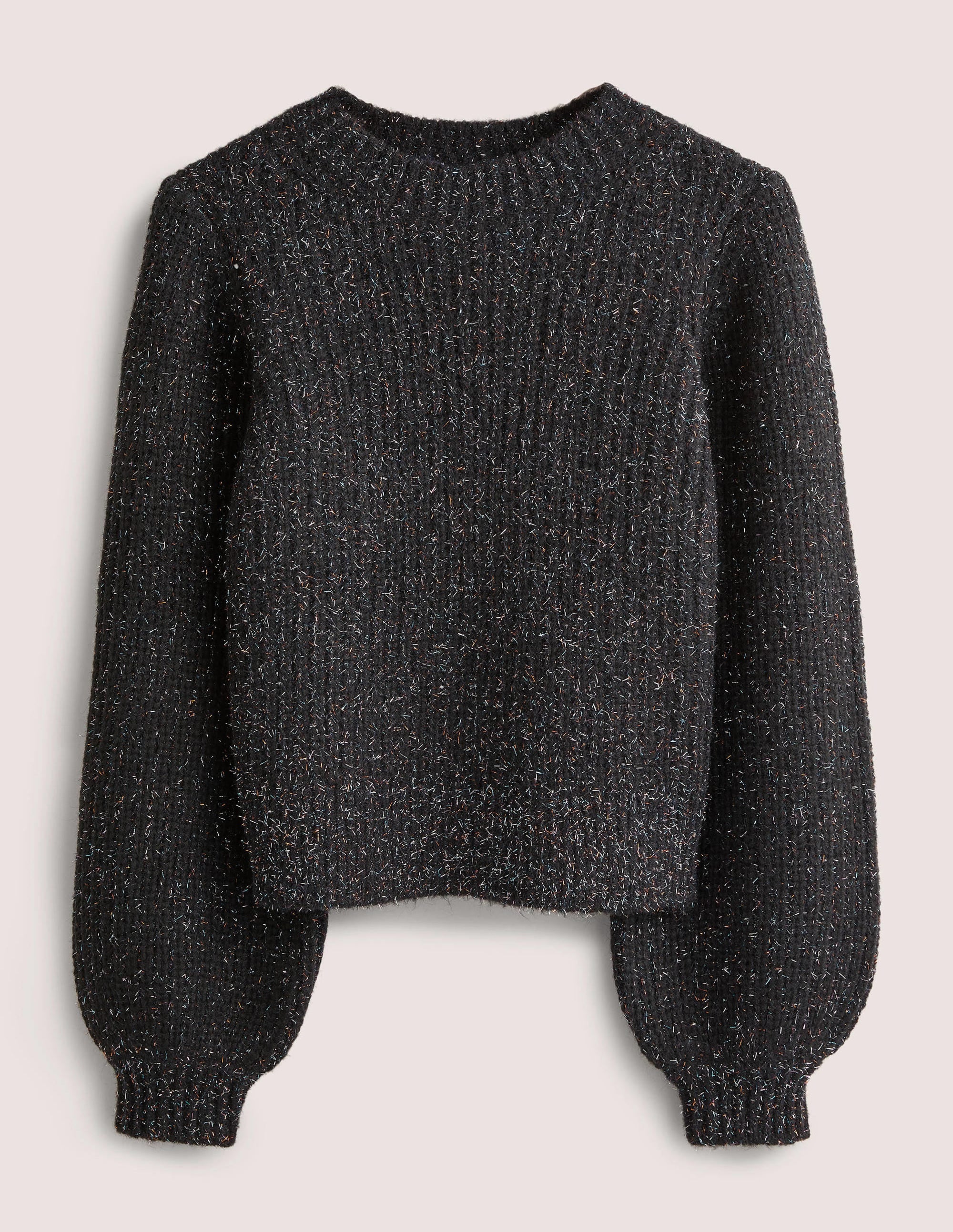 Pullover aus Grobrippstrick-Schwarz, Glitzer - Image 7