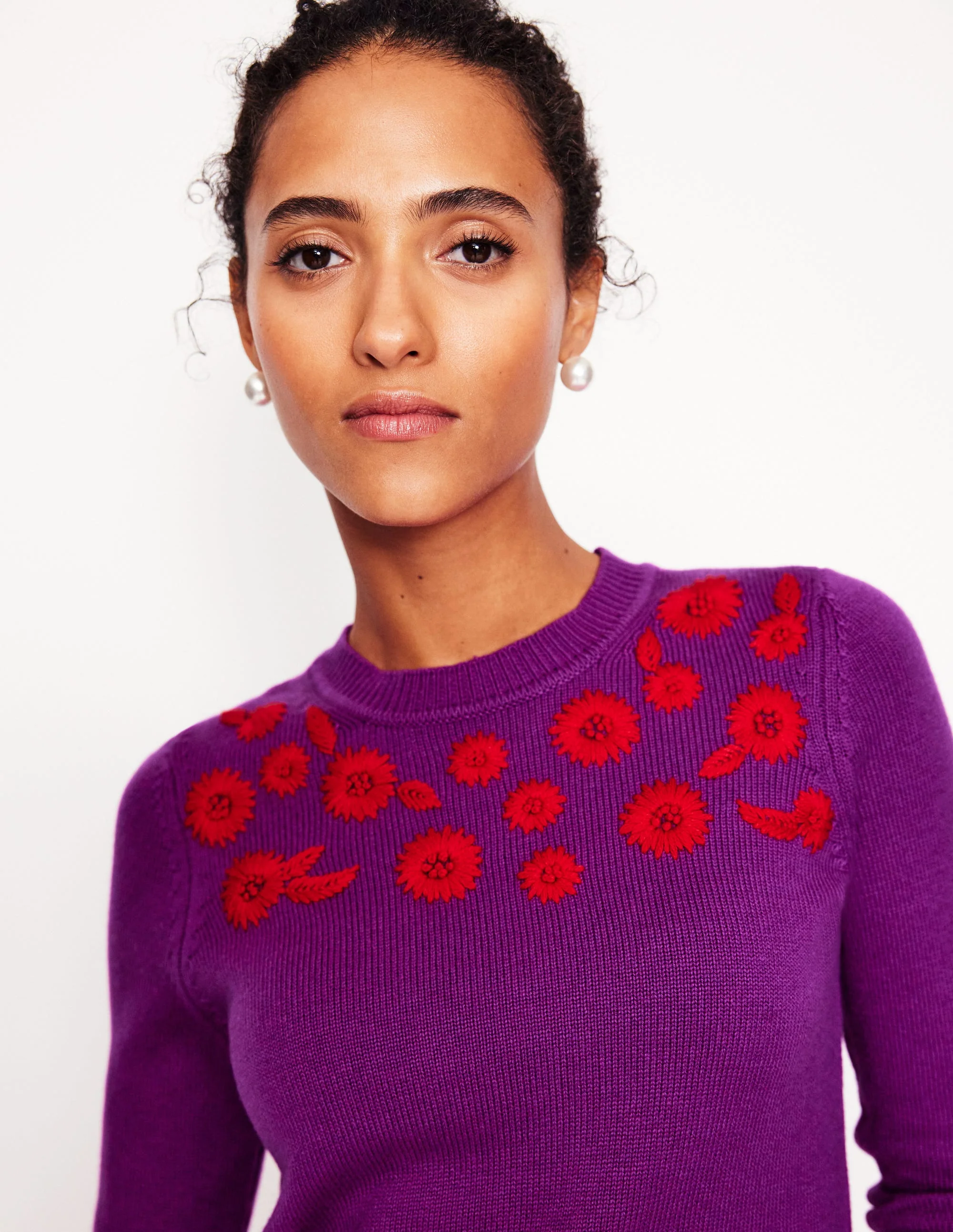 Pullover mit Blumenstickerei-Amethystviolett - Image 2