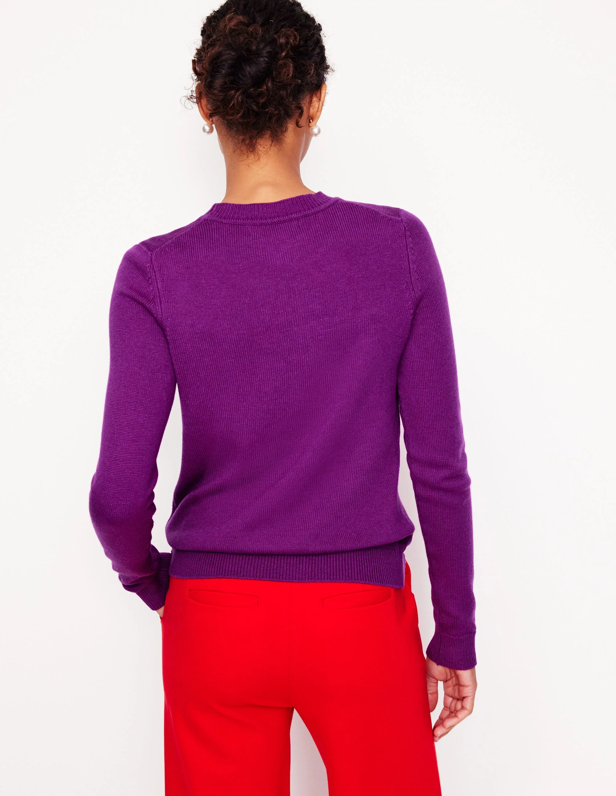 Pullover mit Blumenstickerei-Amethystviolett - Image 3