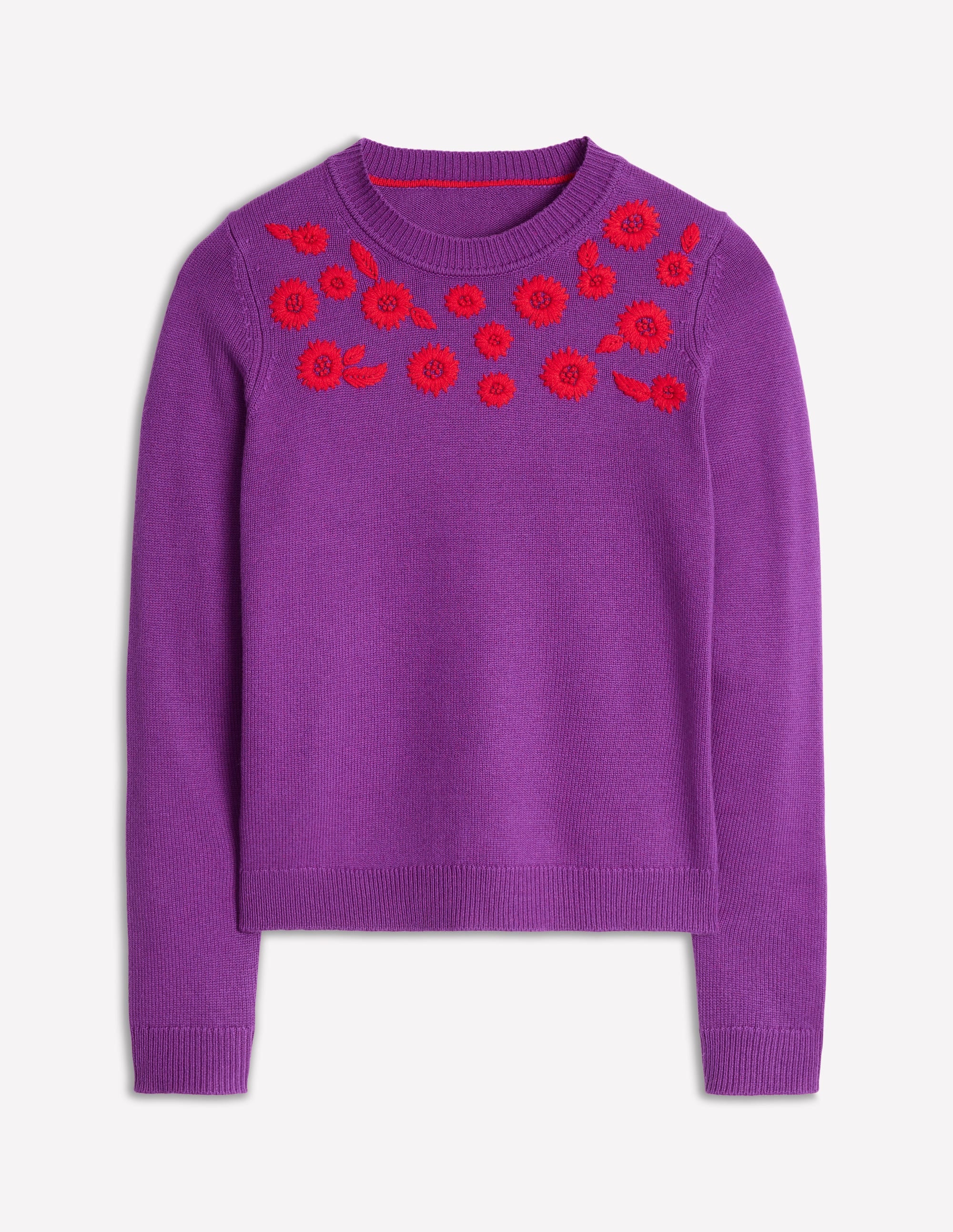 Pullover mit Blumenstickerei-Amethystviolett - Image 5