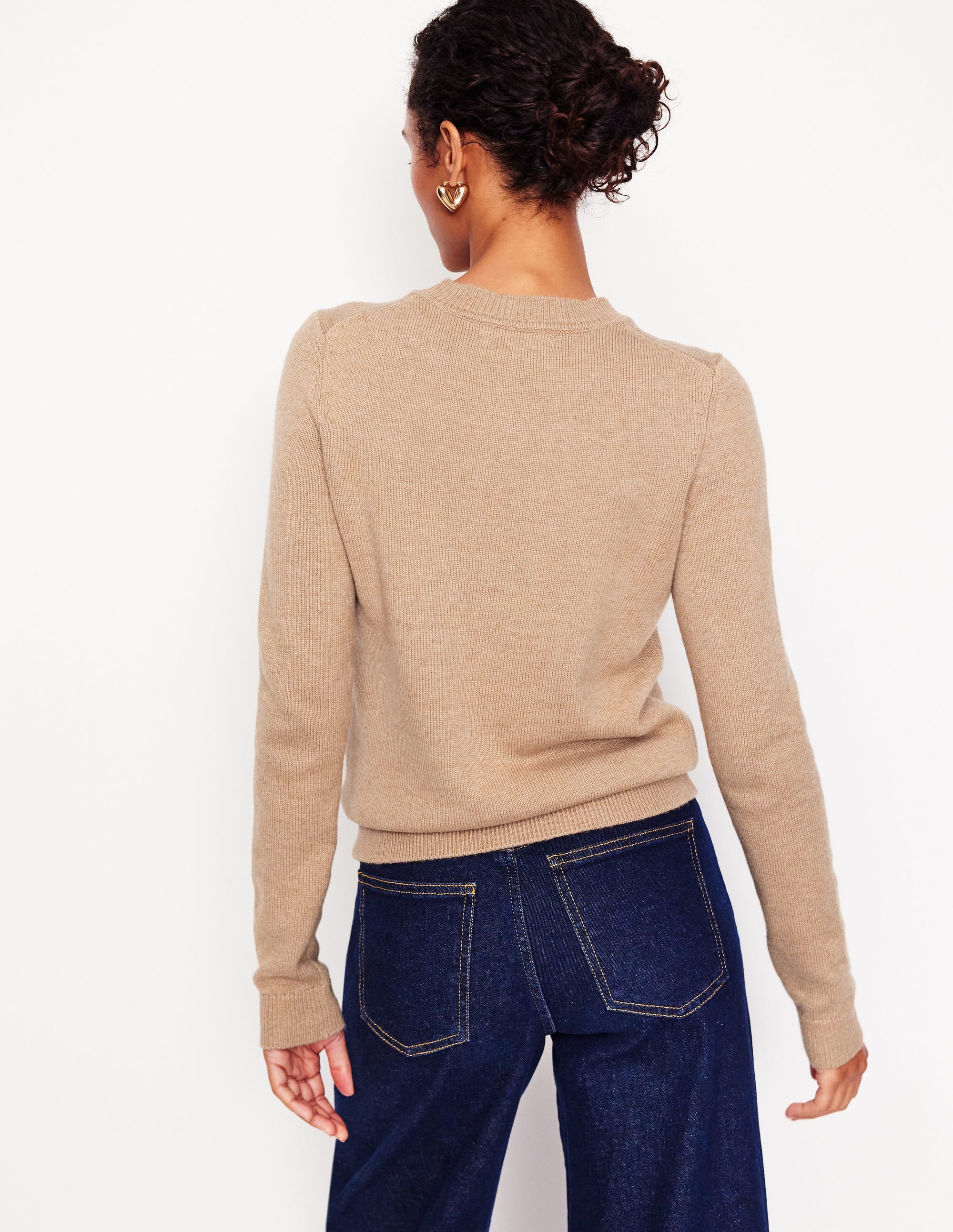Pullover mit Blumenstickerei-Camel Meliert - Image 3