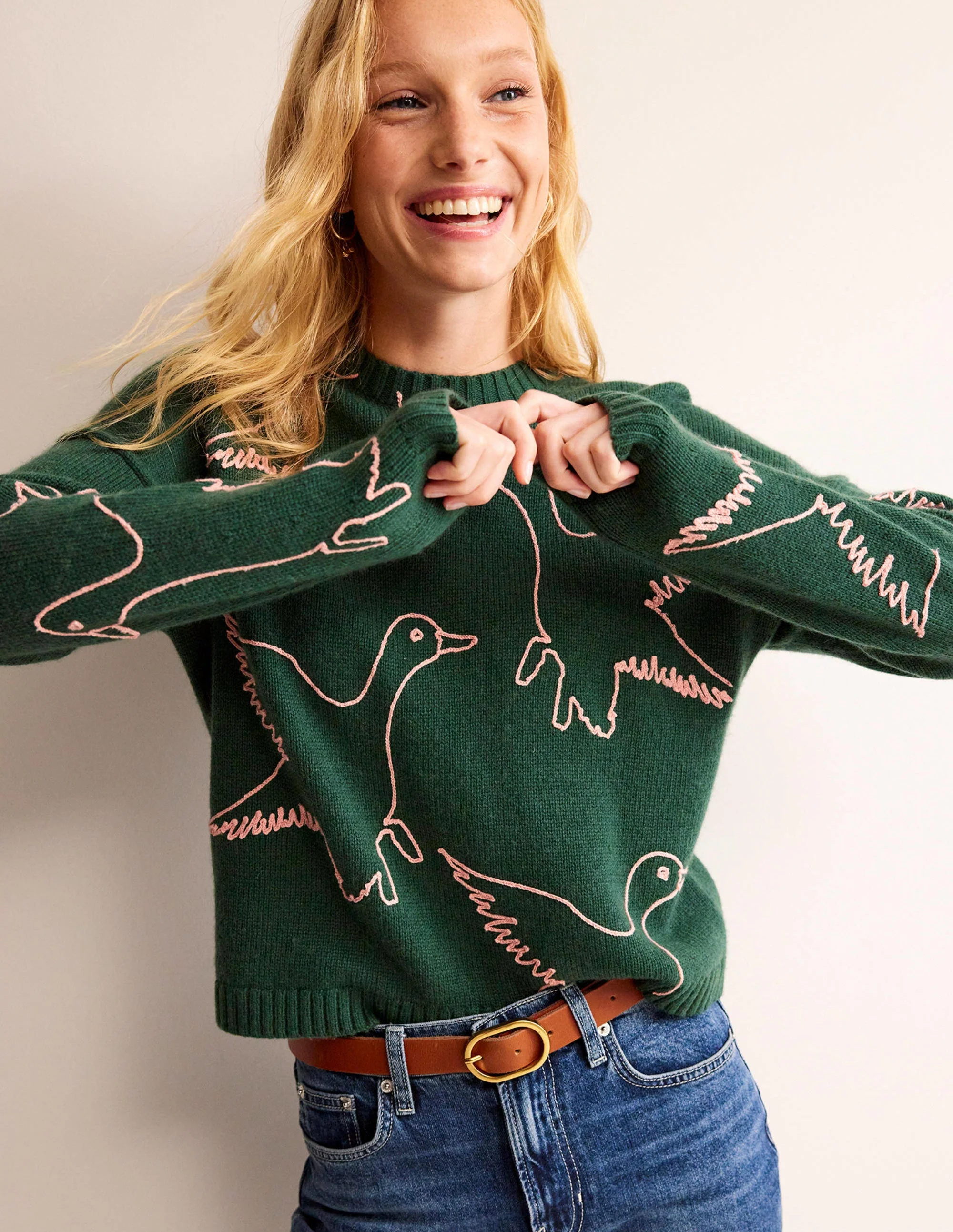 Pullover mit Enten-Stickerei-Amazonasgrün - Image 4