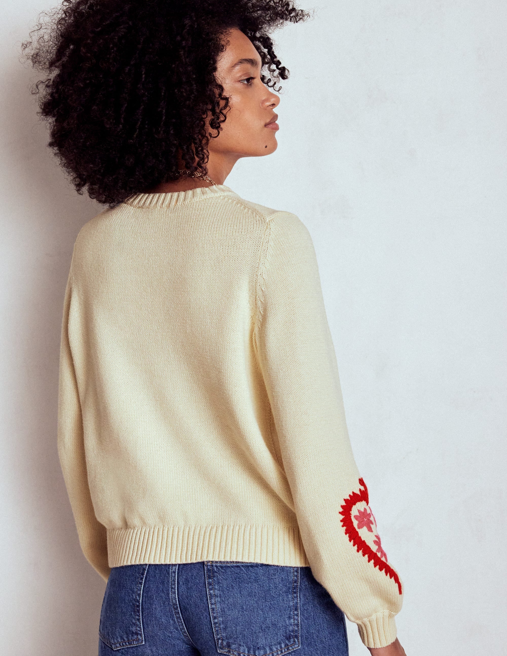 Pullover mit Grafikstickerei-Warmes Naturweiß, Herzen - Image 3
