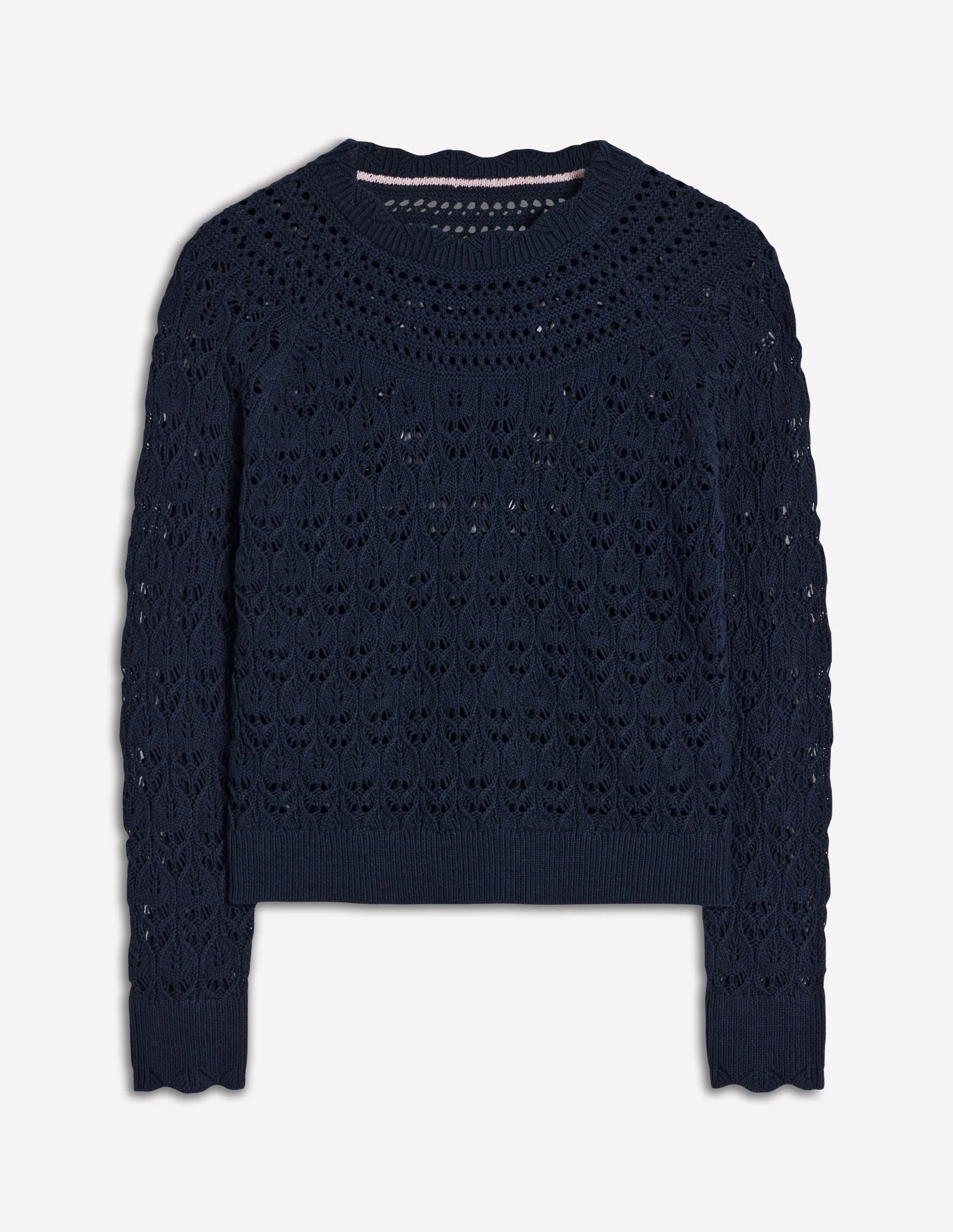 Pullover mit Häkel-Muster-Mix-Marineblau - Image 6