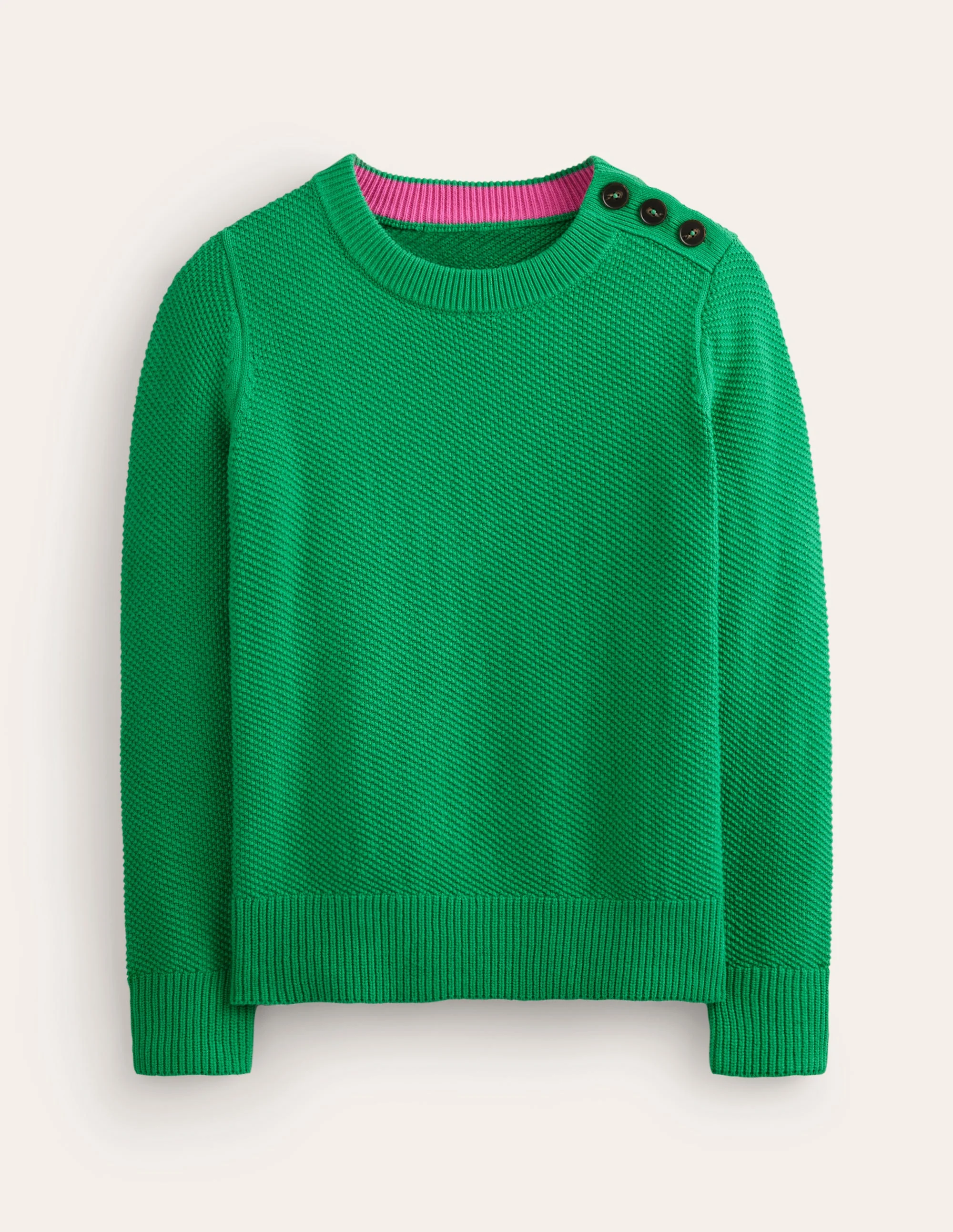 Pullover mit Knopfdetail und Ziernaht-Hellgrün - Image 6