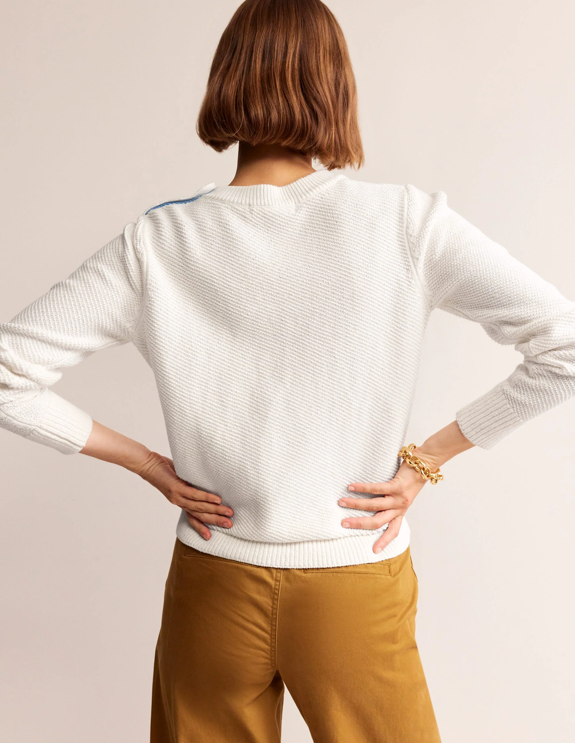 Pullover mit Knopfdetail und Ziernaht-Warmes Naturweiß - Image 4