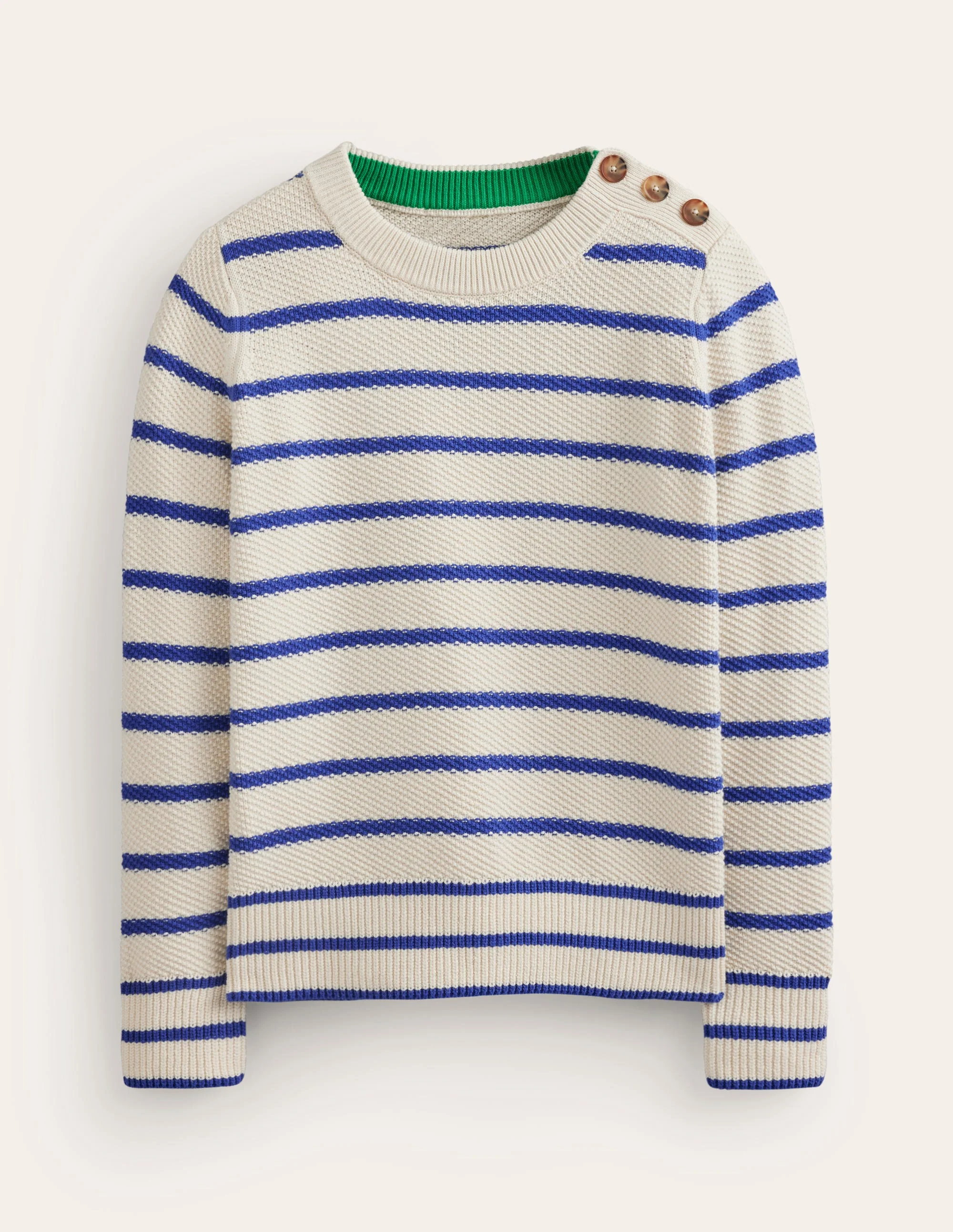 Pullover mit Knopfdetail und Ziernaht-Warmes Naturweiß/Saphirblau - Image 5
