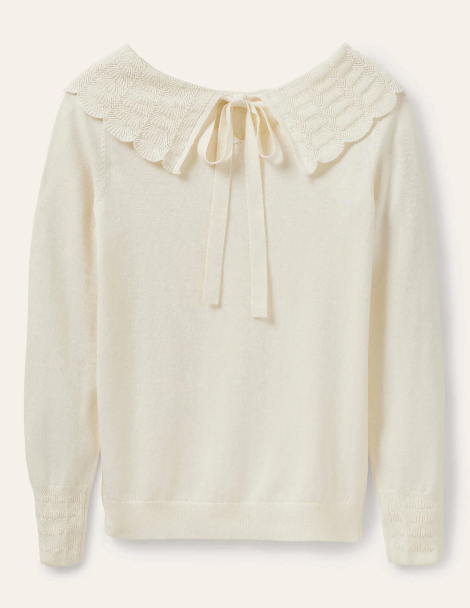 Pullover mit Kragen und Schnürung am Rücken-Naturweiß - Image 6